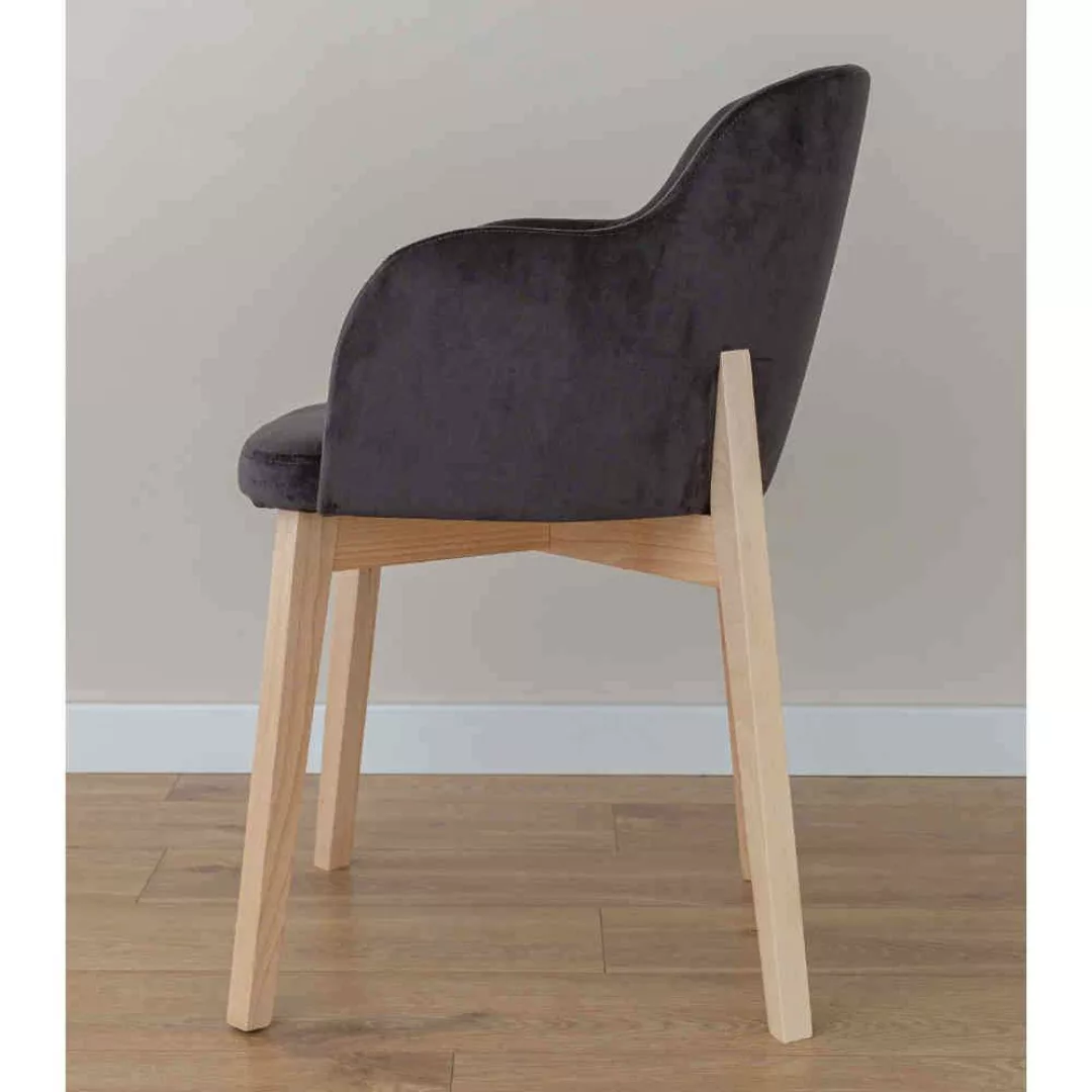 Esstisch Stühle modern mit Armlehnen Samt und Buche (2er Set) günstig online kaufen