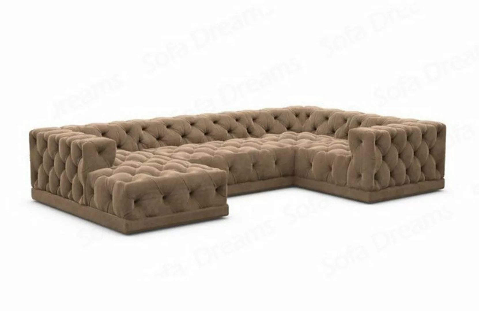 Sofa Dreams Wohnlandschaft Designer Stoff Sofa Palma U Form Samtstoff Stoff günstig online kaufen