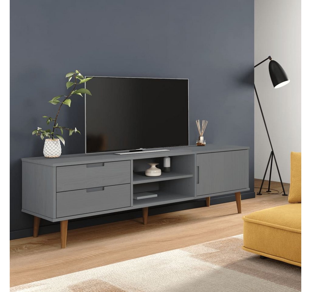 vidaXL TV-Schrank TV-Schrank Grau 158x40x49 cm Massivholz Kiefer TV-Lowboar günstig online kaufen