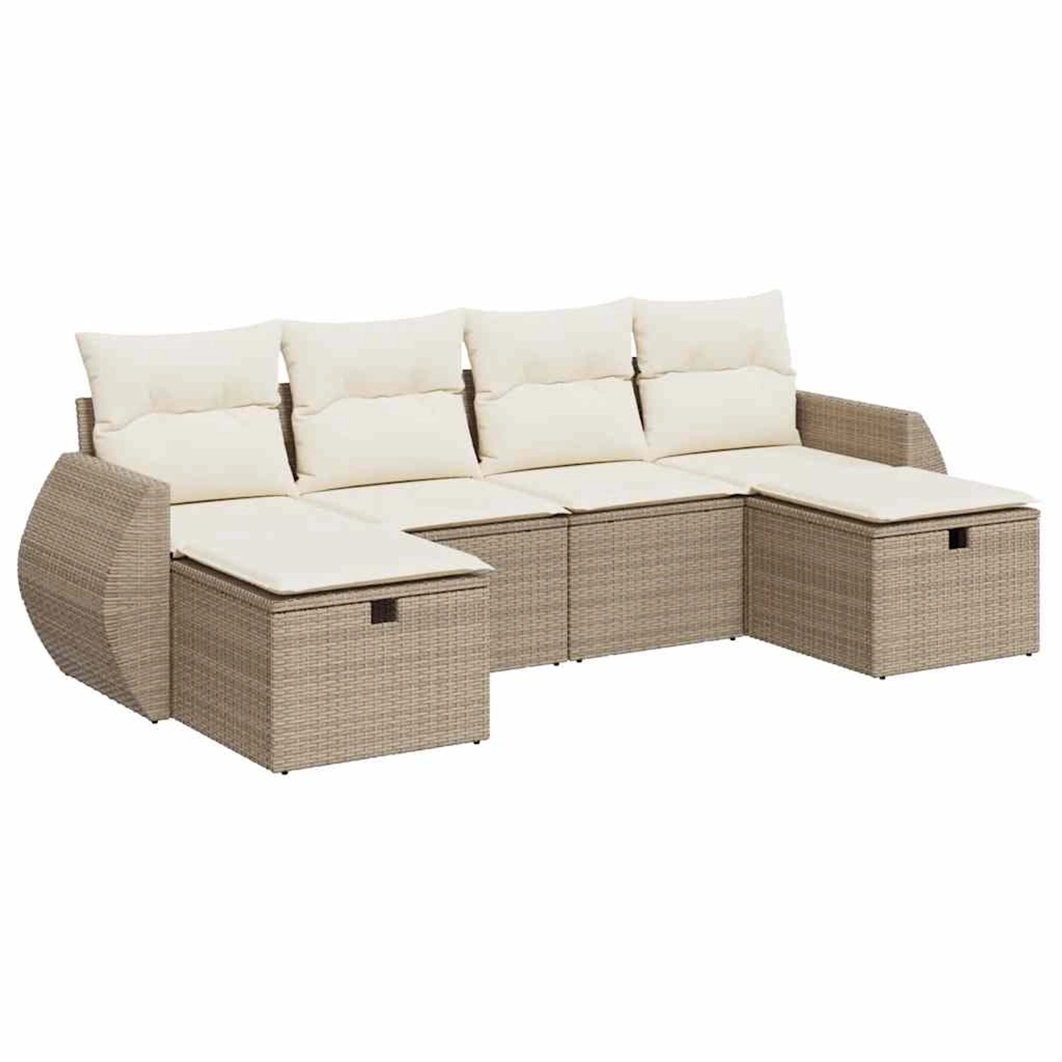 vidaXL 6-Tlg Garten-Sofagarnitur mit Kissen Beige Poly Rattan 3325624 günstig online kaufen