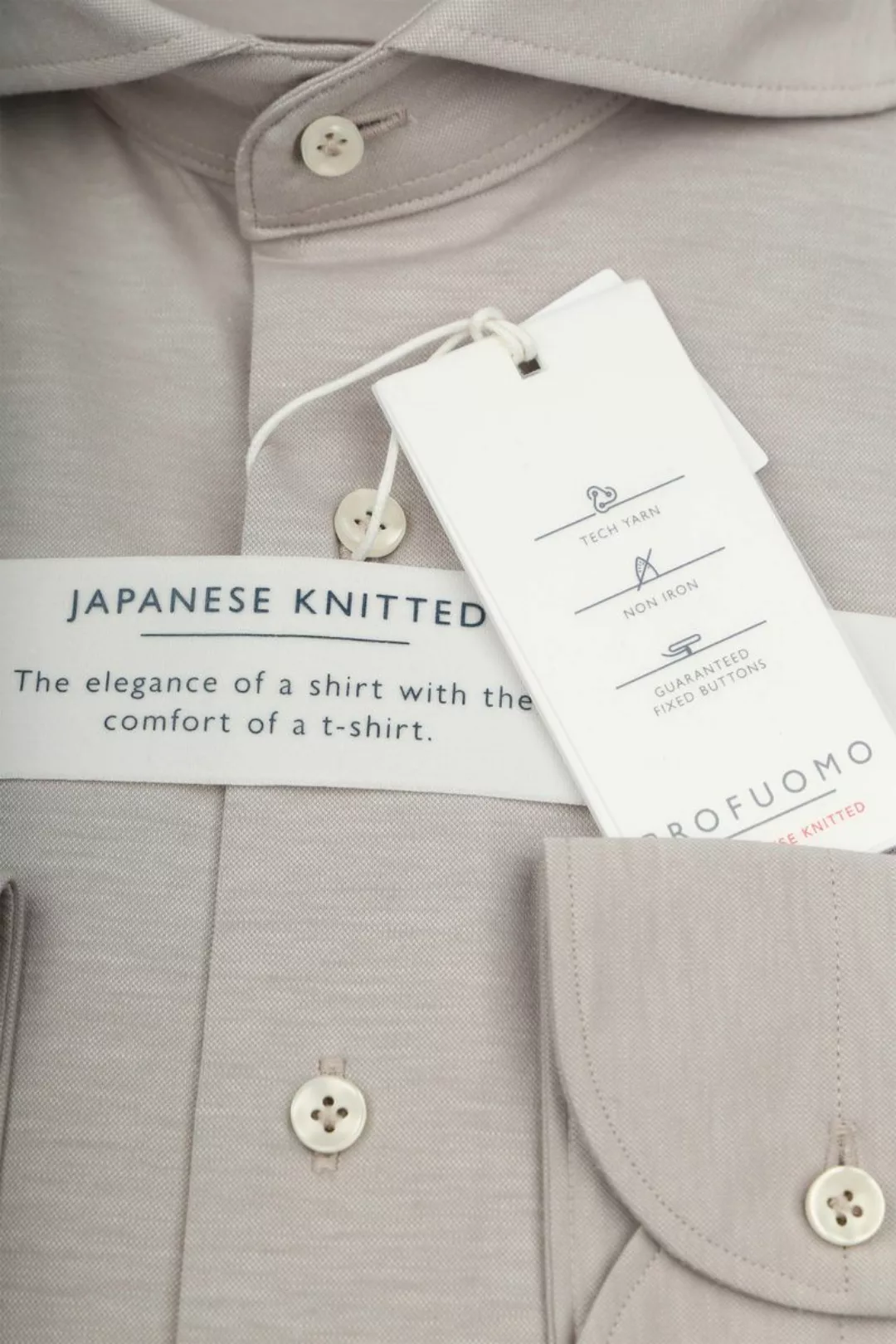 Profuomo Japanese Knitted Hemd Melange Beige - Größe 42 günstig online kaufen