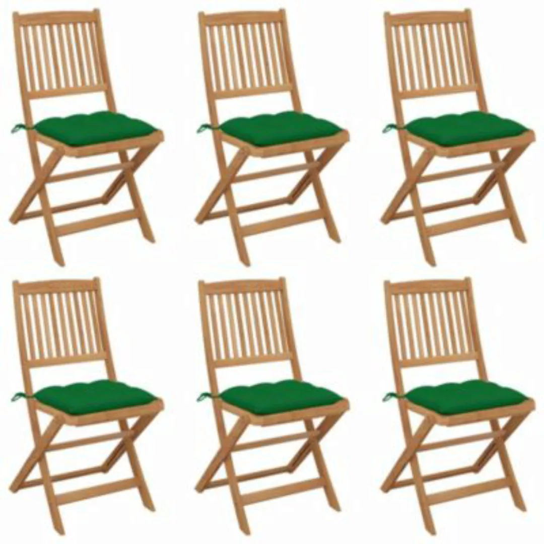 vidaXL Klappbare Gartenstühle 6 Stk. mit Kissen Massivholz Akazie Gartenstu günstig online kaufen