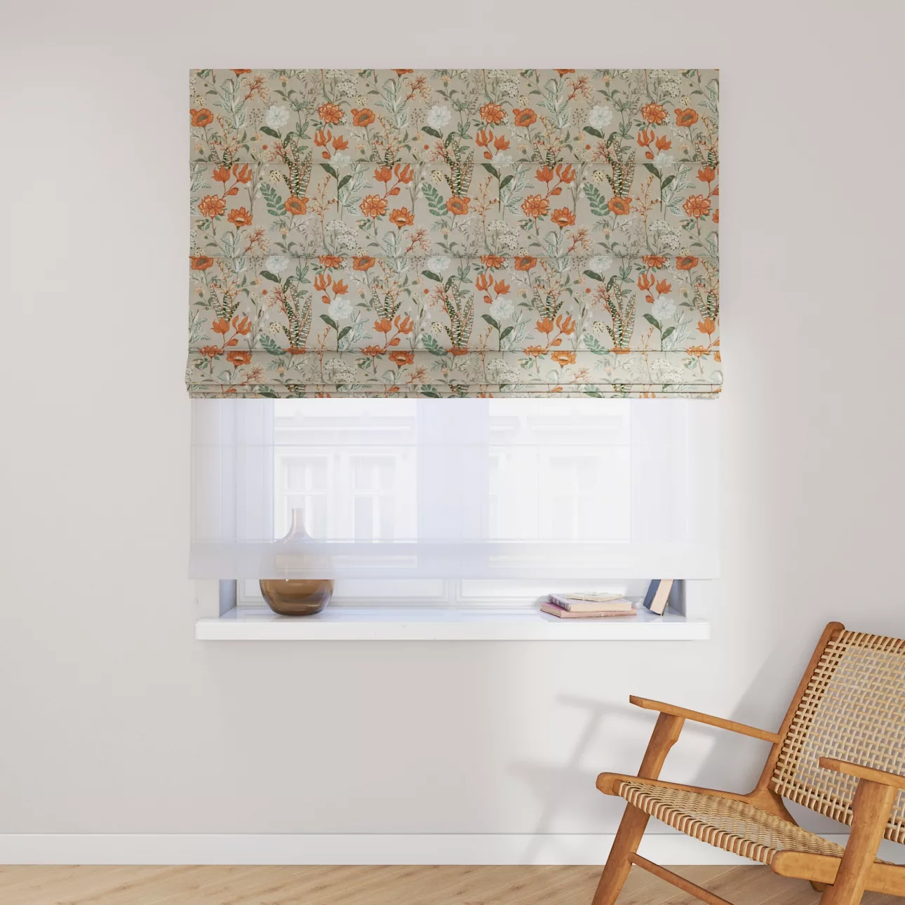 Dekoria Doppelraffrollo Duo, grau-orange-grün, 100 x 170 cm günstig online kaufen