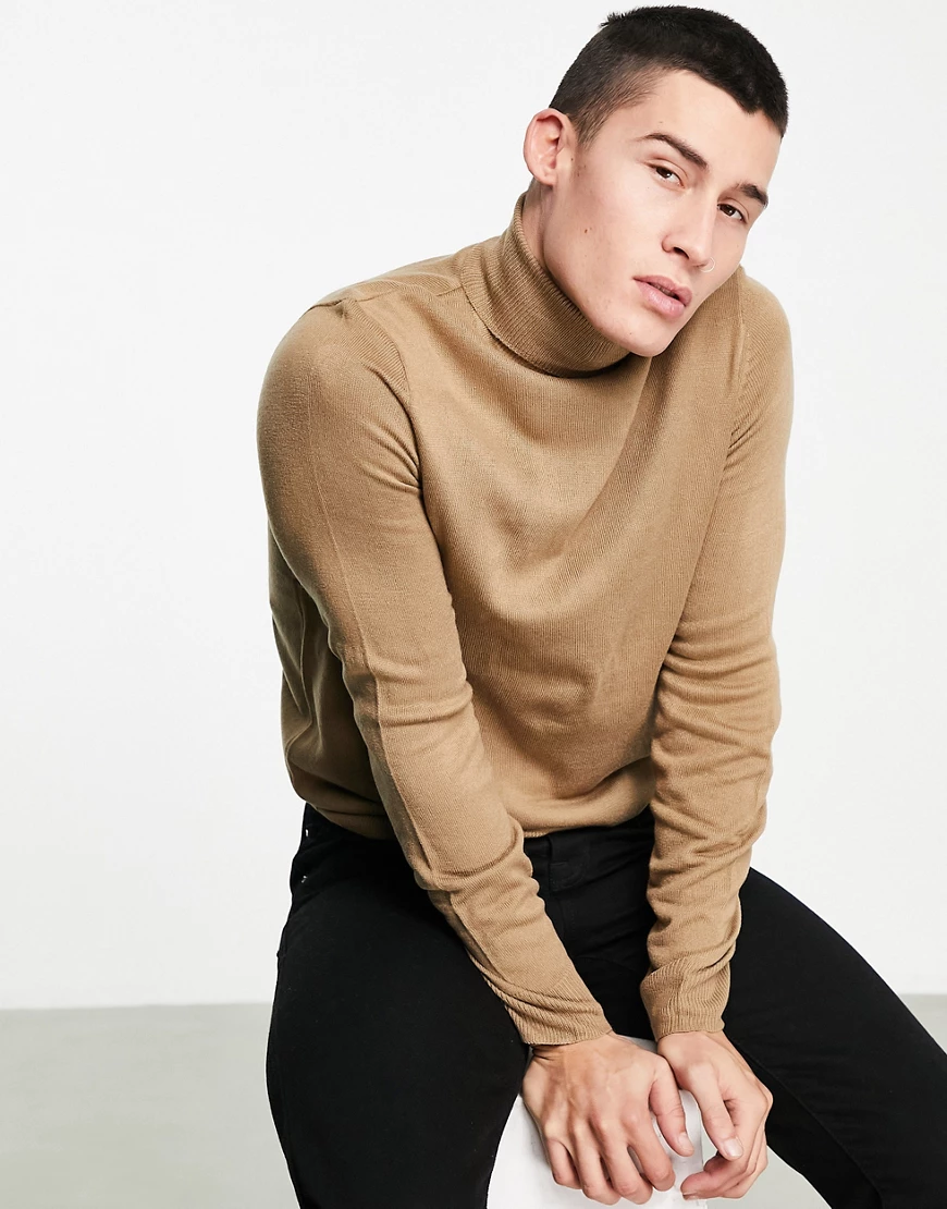 Rudie – Figurbetonter Rollkragenpullover-Braun günstig online kaufen