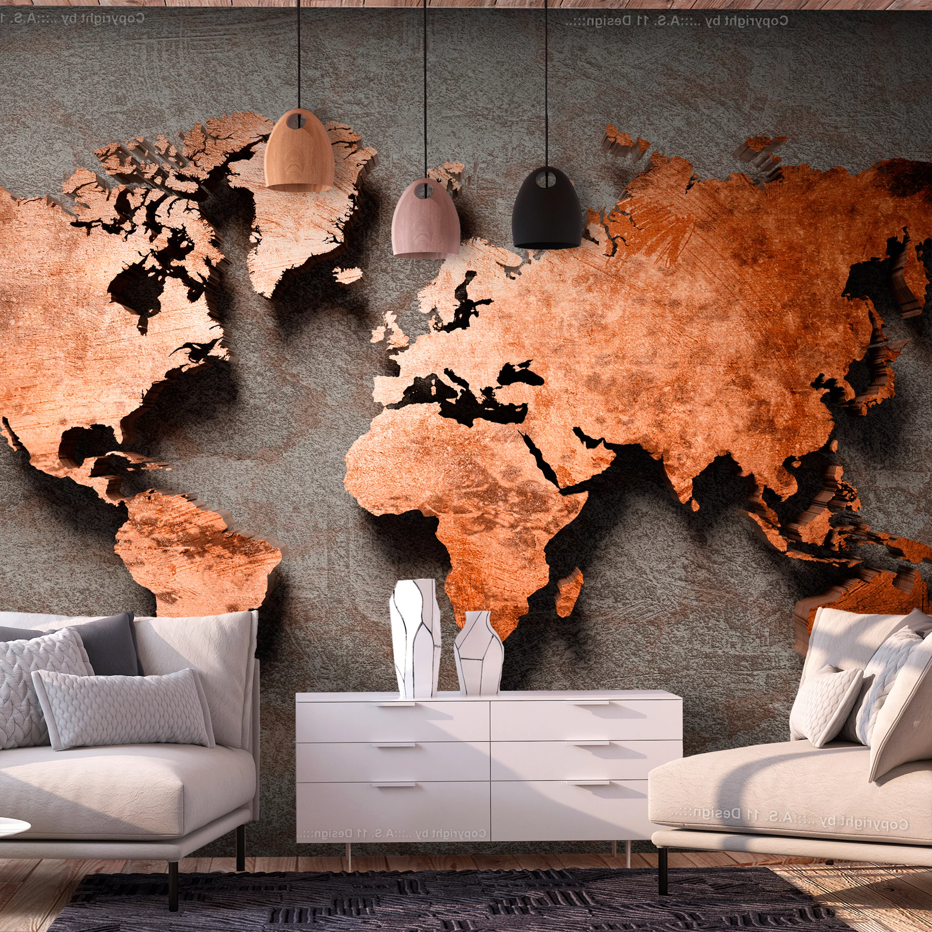 Selbstklebende Fototapete - Copper Map günstig online kaufen