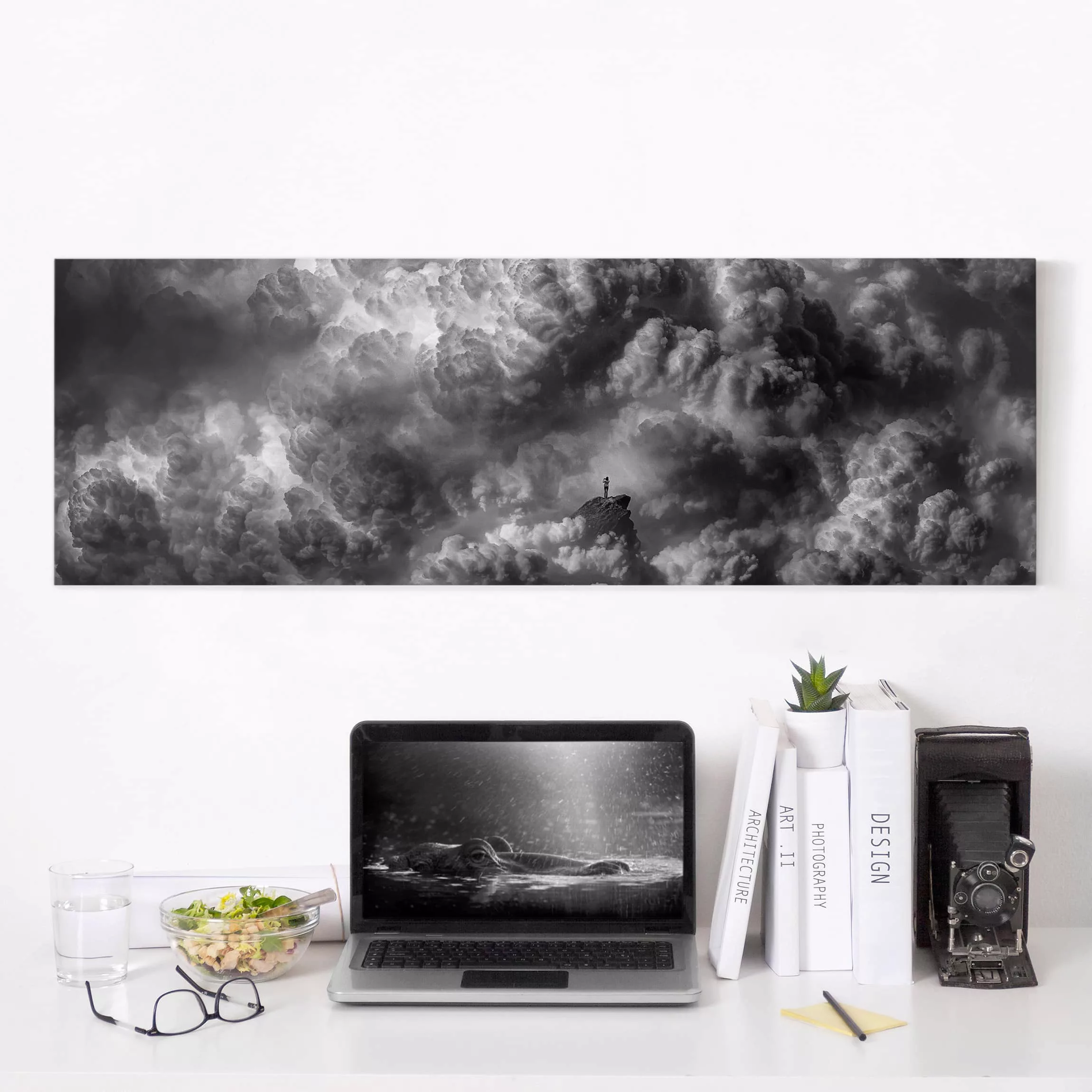 Leinwandbild Schwarz-Weiß - Panorama Ein Sturm zieht auf günstig online kaufen