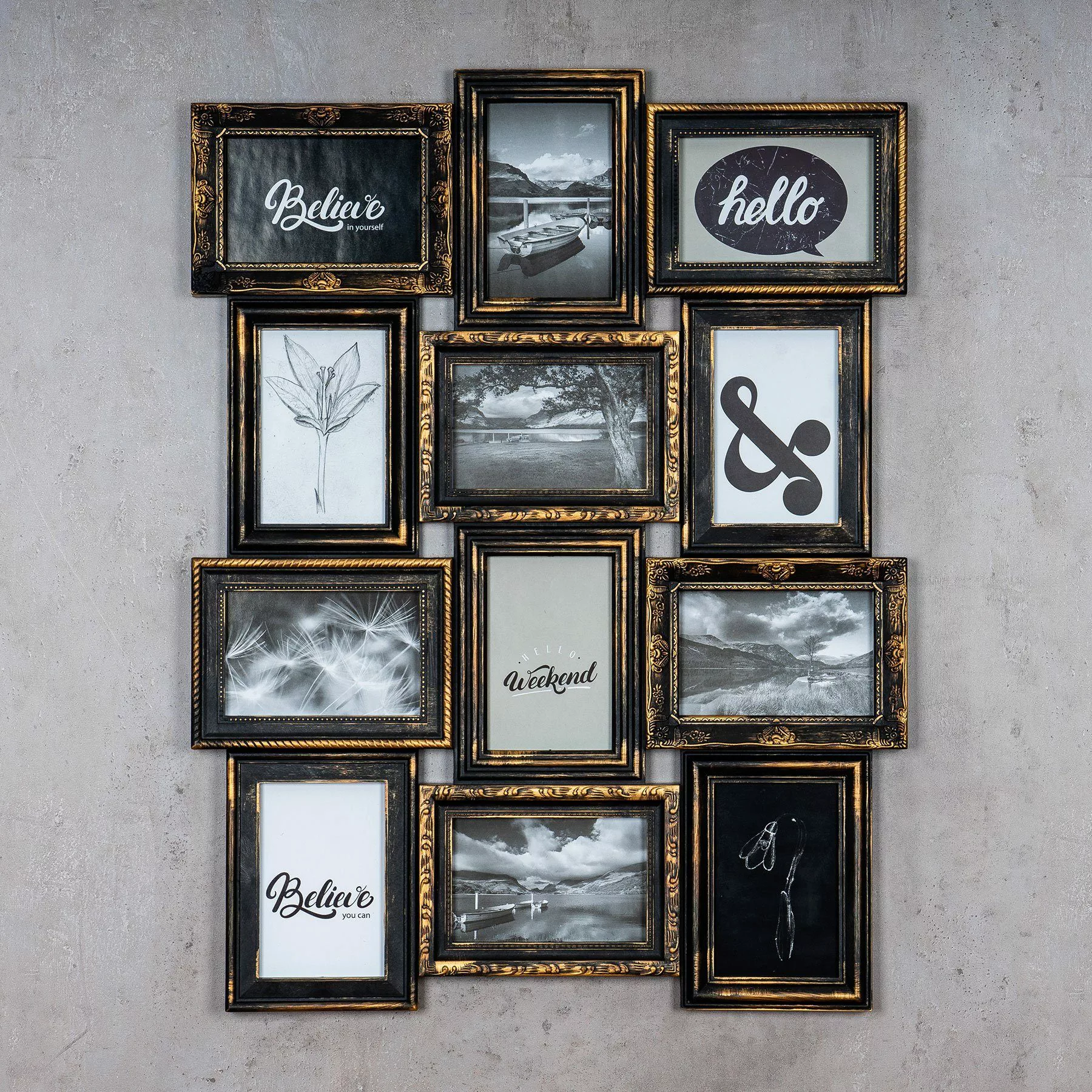 Levandeo® Bilderrahmen Collage, Bilderrahmen Schwarz Kupfer günstig online kaufen