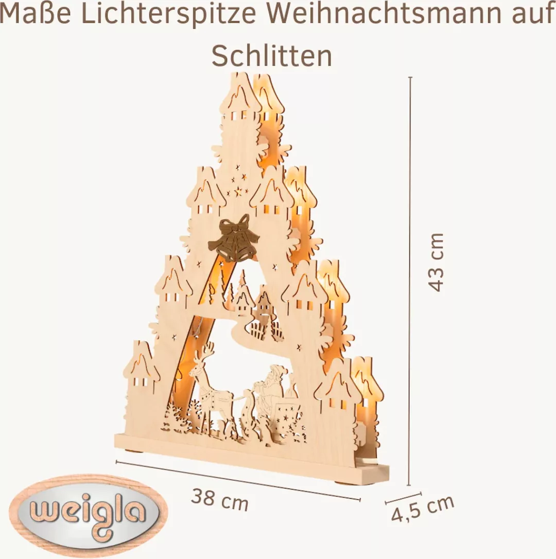 Weigla LED Schwibbogen »Weihnachtsmann auf Schlitten, Lichterspitze aus Hol günstig online kaufen