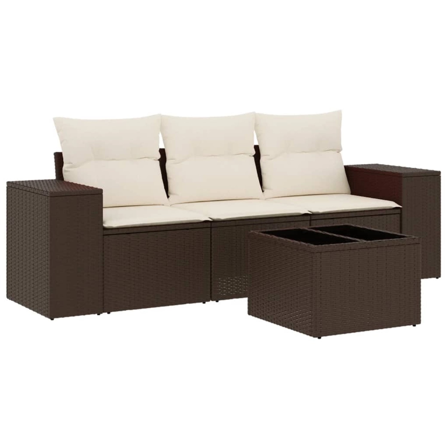 vidaXL 4-Tlg Garten-Sofagarnitur mit Kissen Braun Poly Rattan 3254610 günstig online kaufen