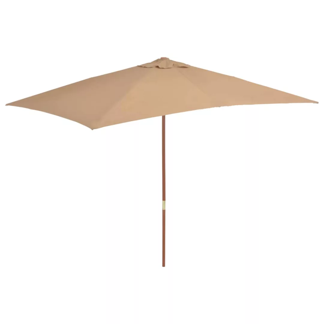 Sonnenschirm Mit Holz-mast 200×300 Cm Taupe günstig online kaufen