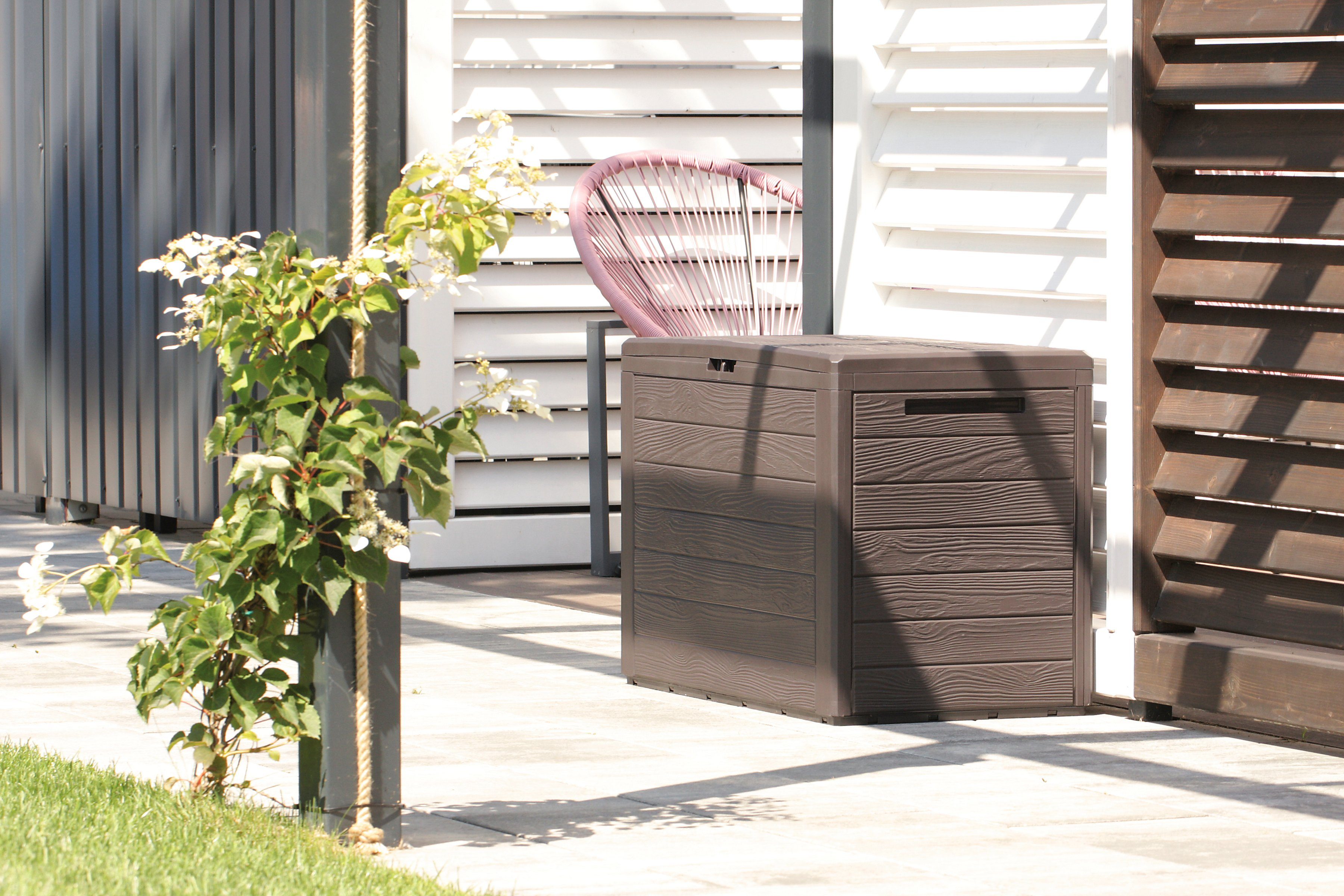Prosperplast Gartenbox Auflagenbox Woodebox 140 Liter günstig online kaufen