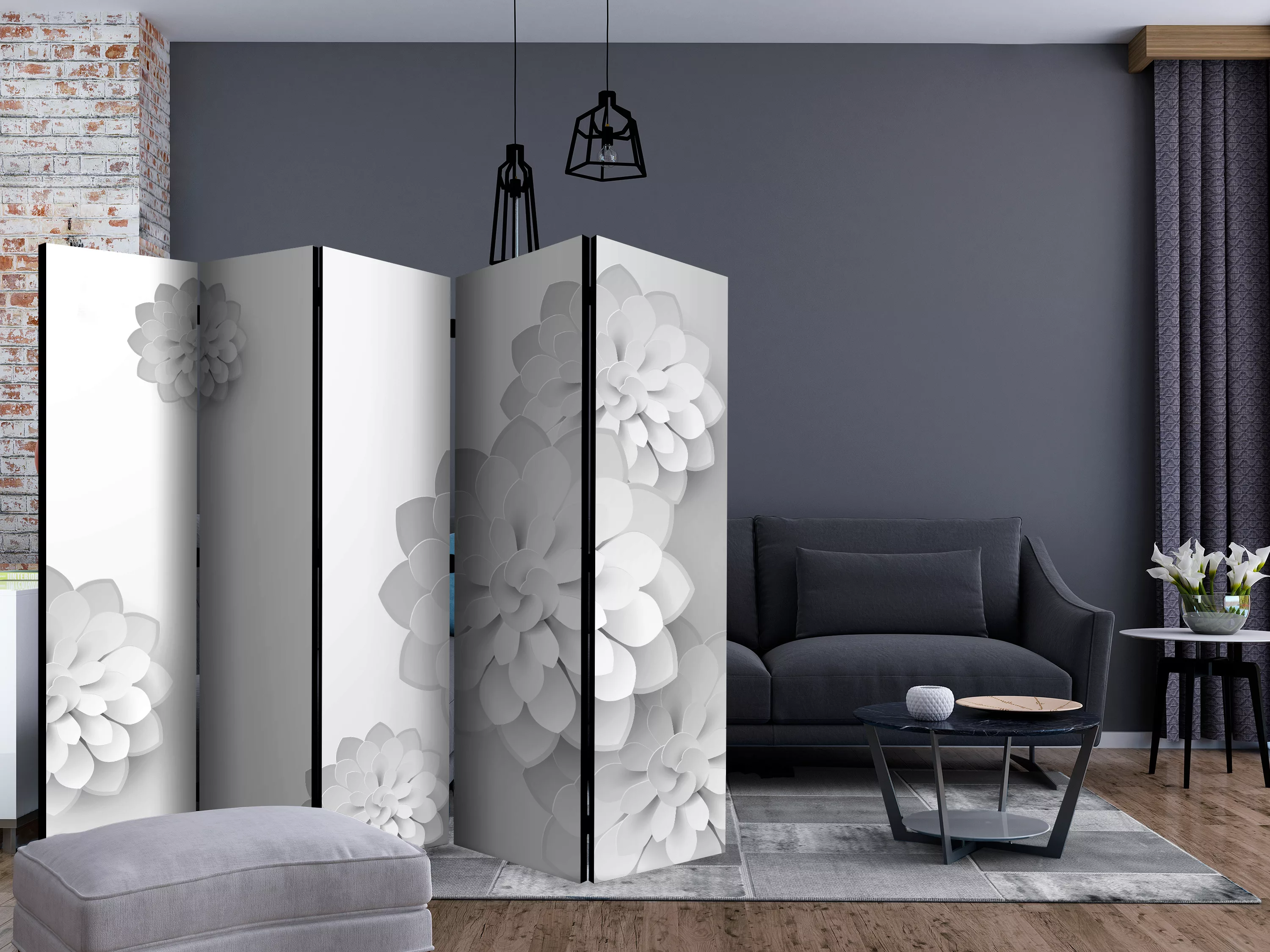 5-teiliges Paravent - White Garden Ii [room Dividers] günstig online kaufen