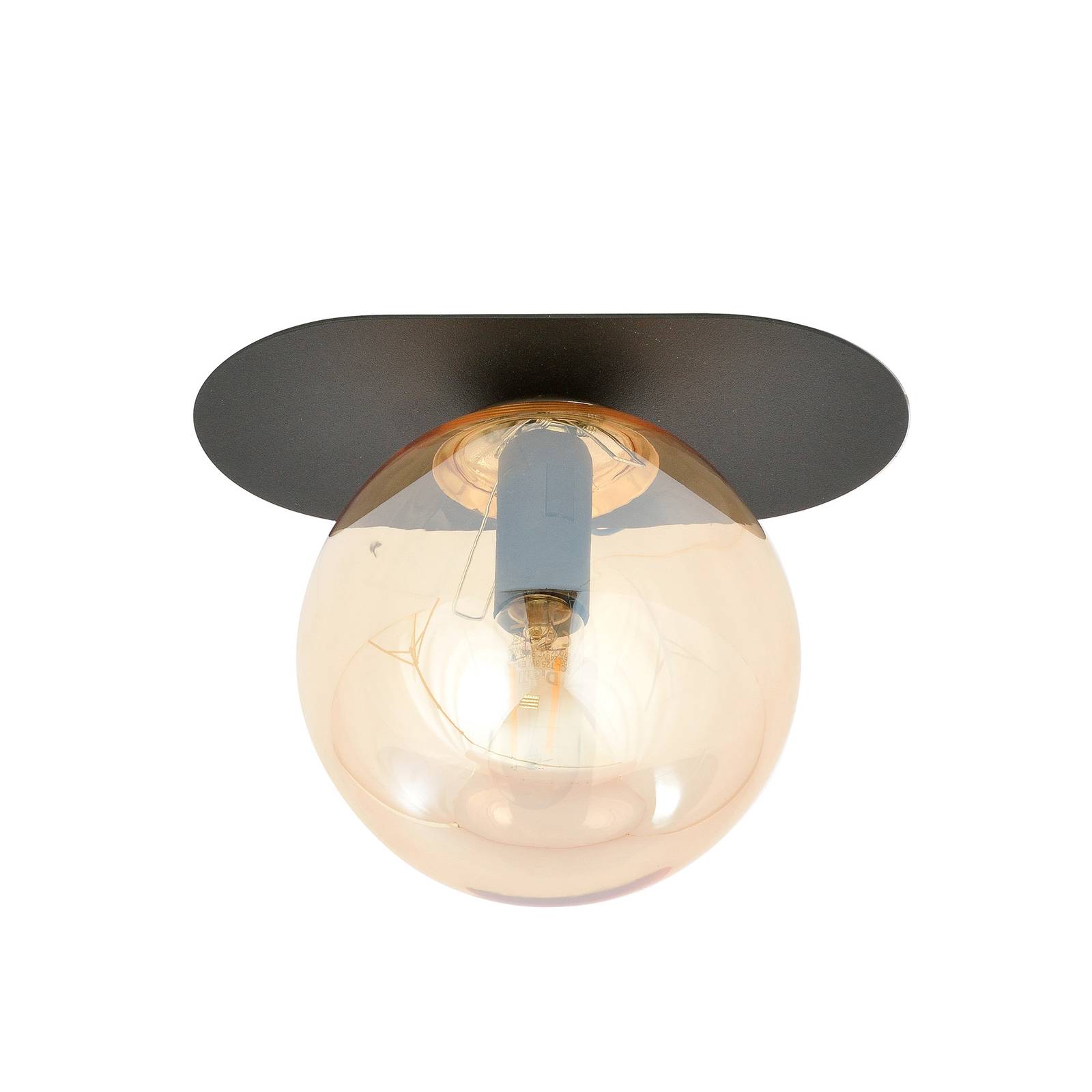 Deckenlampe Plaza, schwarz/amber, einflammig günstig online kaufen