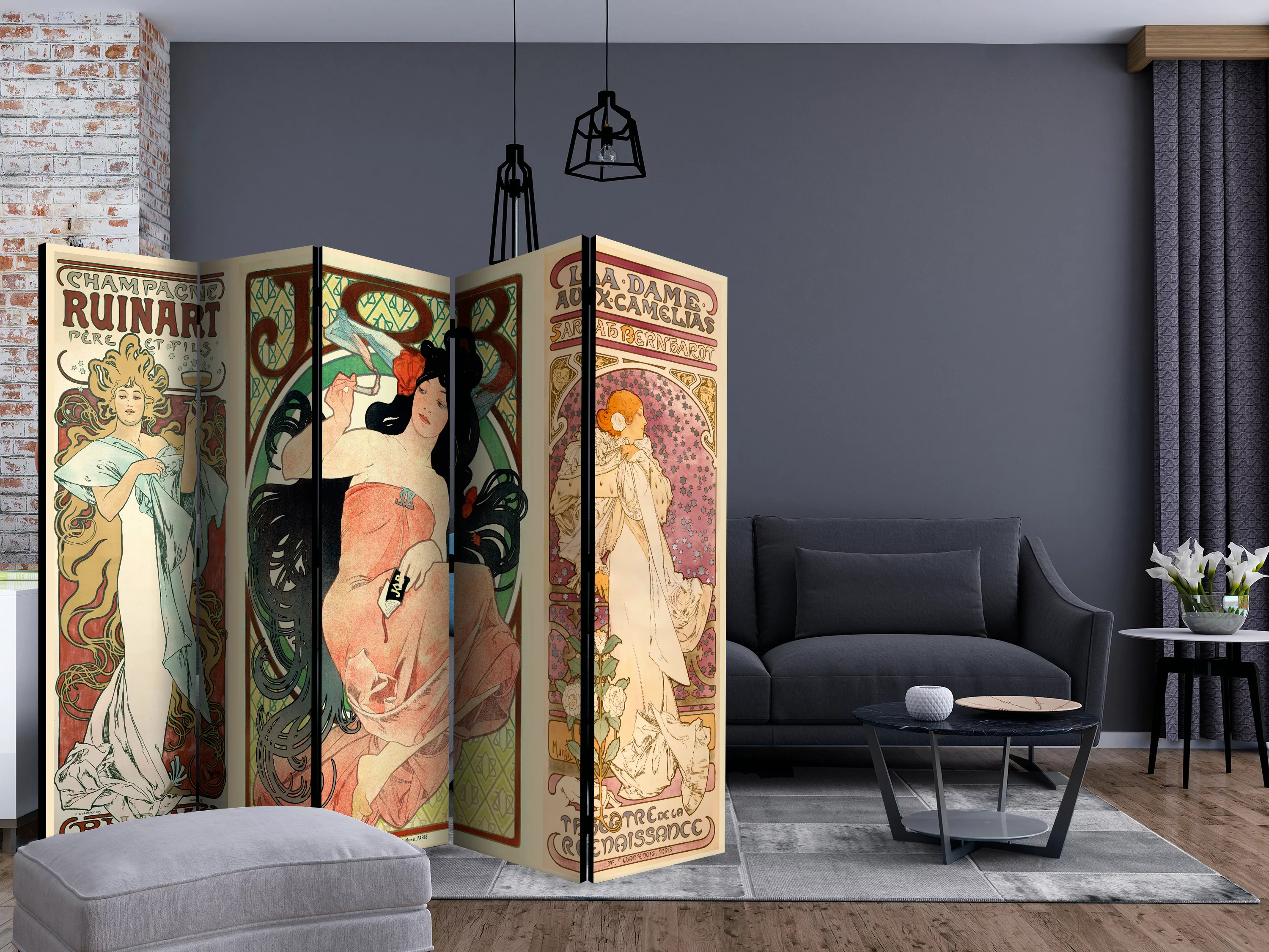 5-teiliges Paravent - Alphonse Mucha. Women's Ii [room Dividers] günstig online kaufen