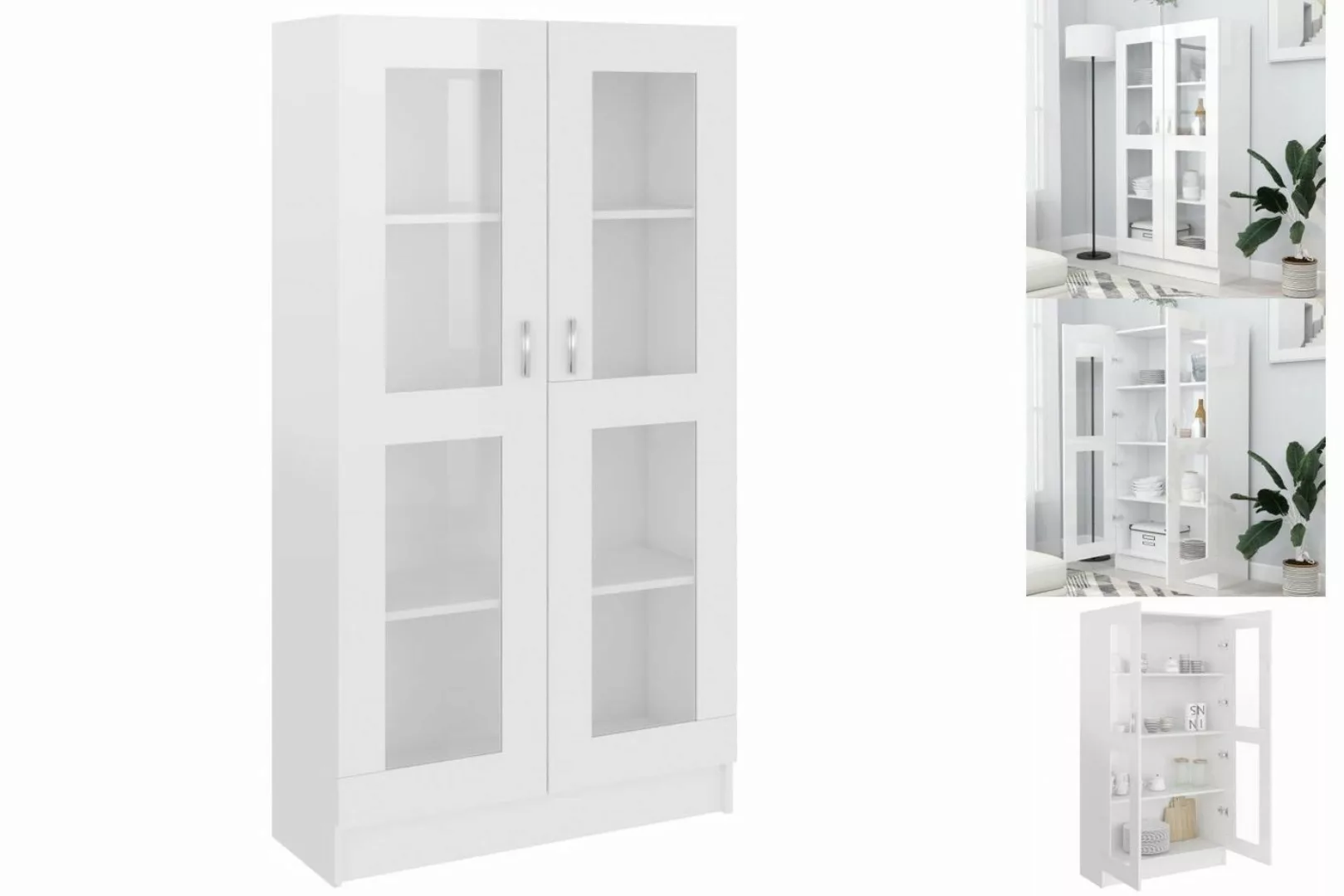 vidaXL Vitrine Bücherschrank Vitrinenschrank Vitrine Hochglanz-Weiß 82,5x30 günstig online kaufen