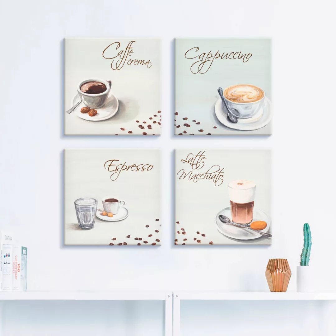 Artland Leinwandbild »Cappuccino Espresso Latte Macchiato«, Getränke, (4 St günstig online kaufen