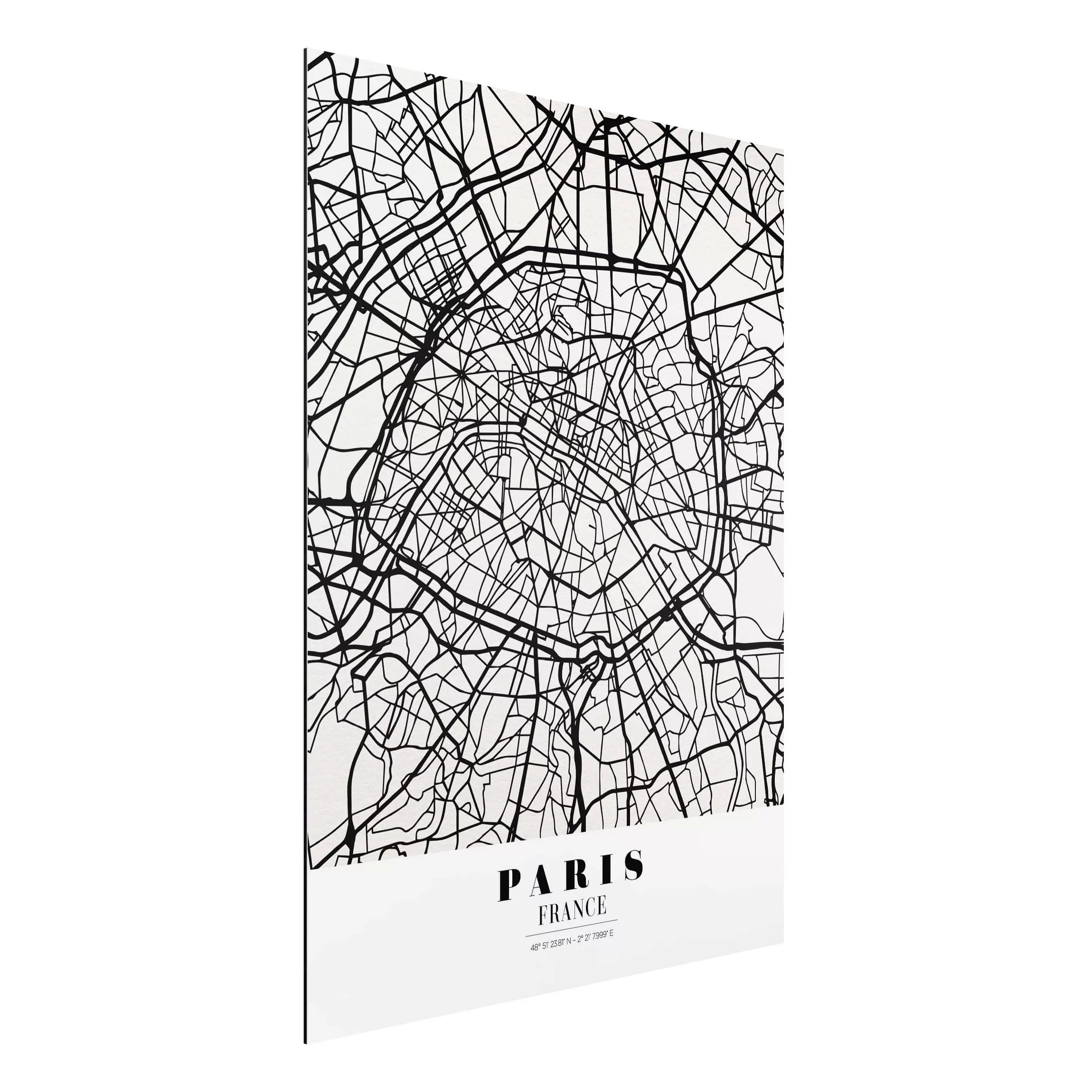 Alu-Dibond Bild Sprüche - Hochformat 3:4 Stadtplan Paris - Klassik günstig online kaufen