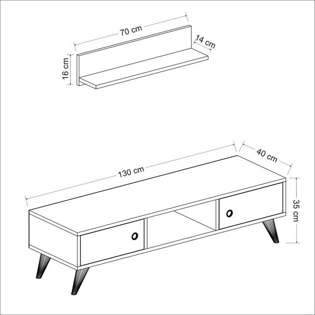 en.casa TV-Schrank »Egebjerg« TV Board 2 Türen, Lowboard 35x130x40 cm, Weiß günstig online kaufen