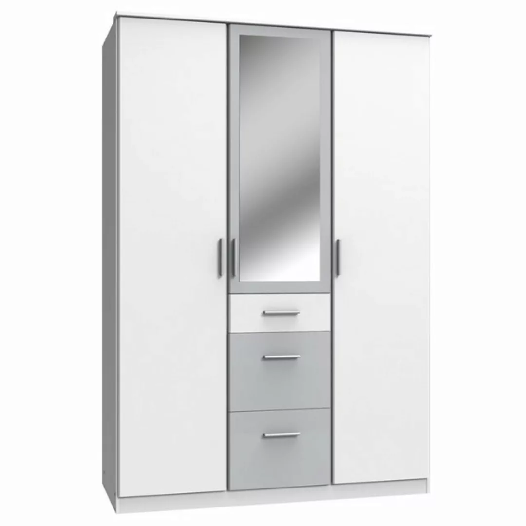 Lomadox Kleiderschrank JOHANNESBURG-43 in weiß mit light grey, 3 Schubkäste günstig online kaufen