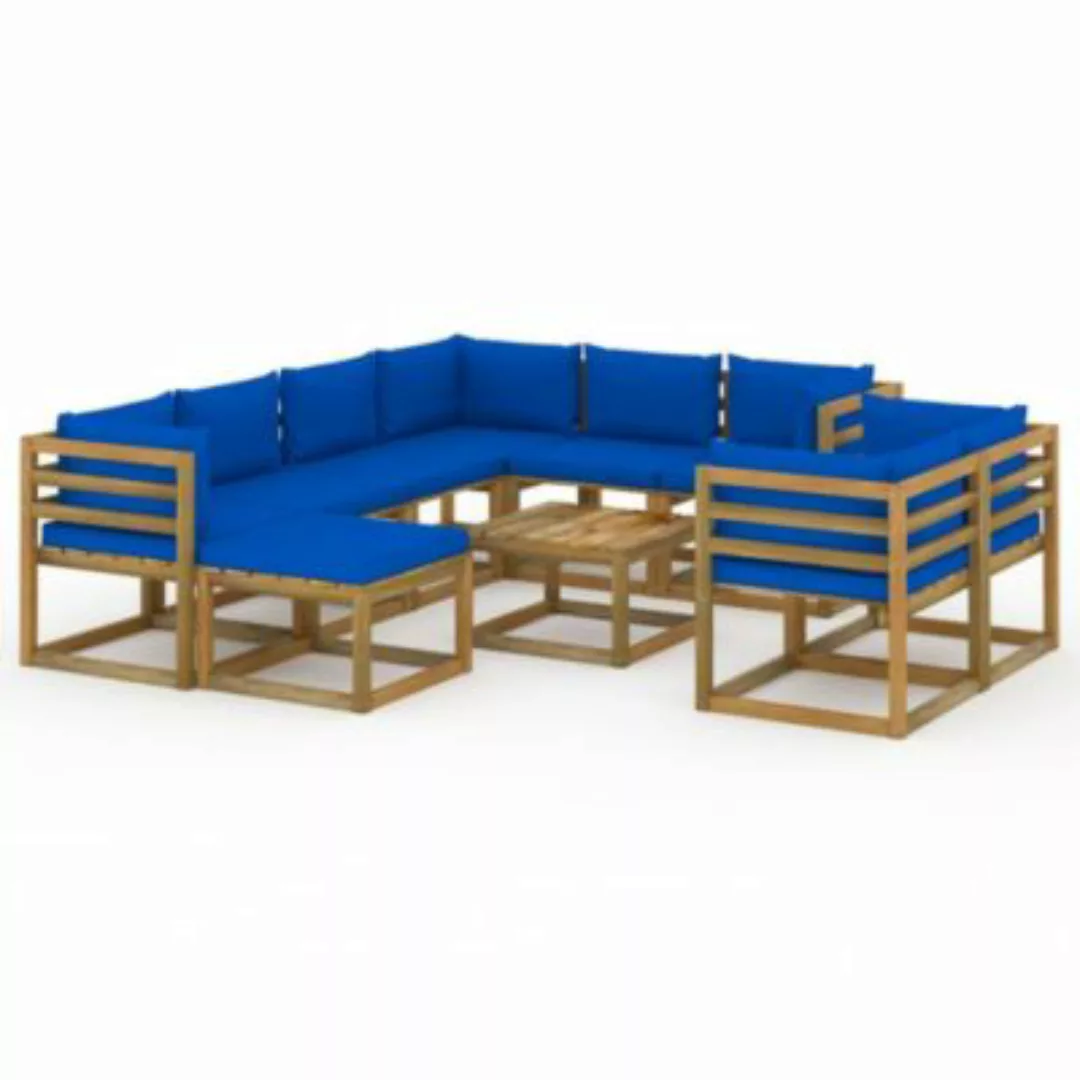 10-tlg. Garten-lounge-set Mit Kissen Blau günstig online kaufen