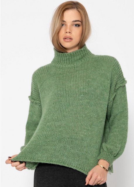 SASSYCLASSY Strickpullover Damen Rollkragenpullover mit Ziernähten Stylisch günstig online kaufen