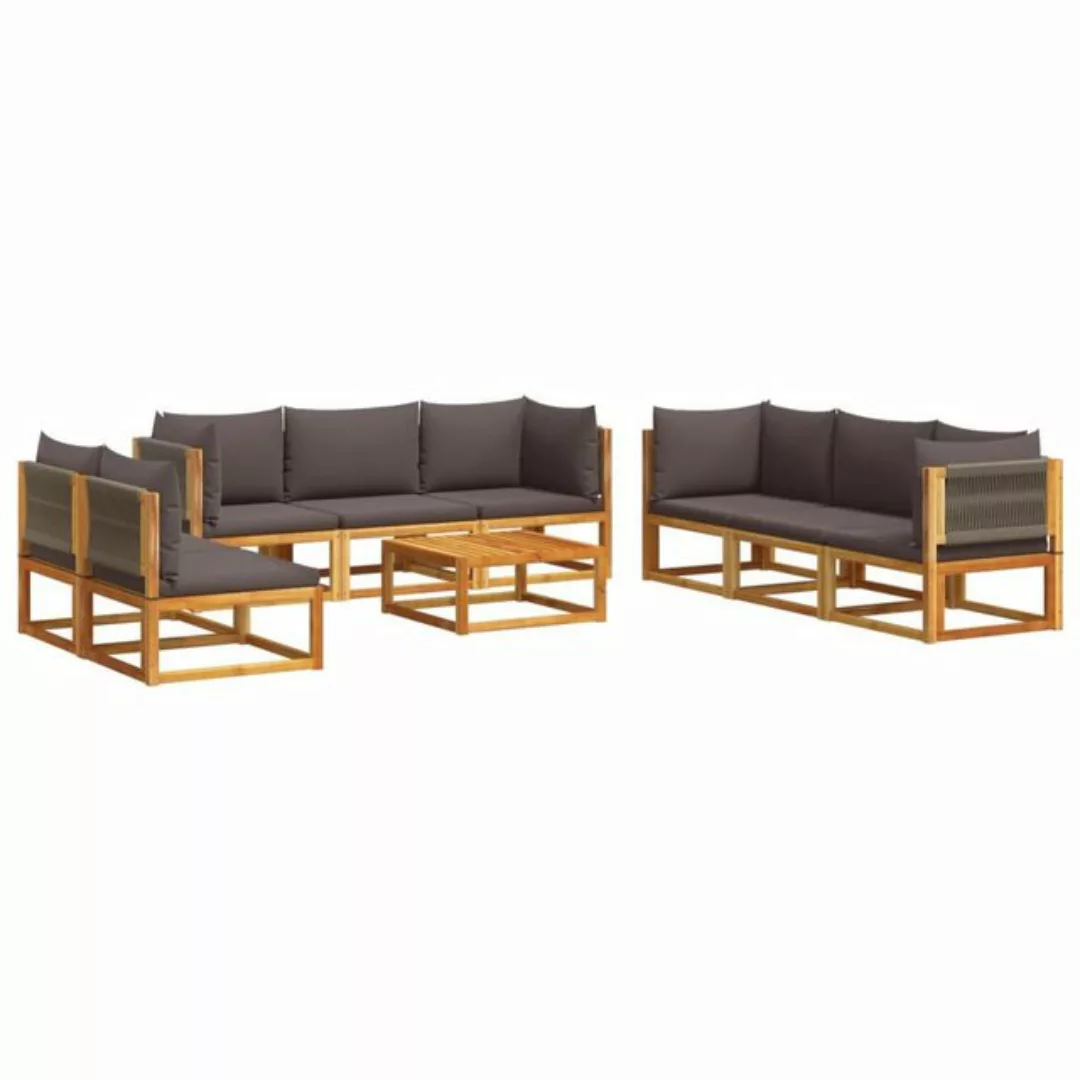 vidaXL Loungesofa 9-tlg. Garten-Sofagarnitur mit Kissen Massivholz, 1 Teile günstig online kaufen