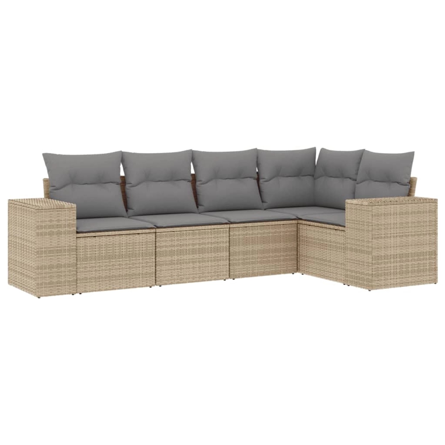 vidaXL 5-Tlg Garten-Sofagarnitur mit Kissen Beige Poly Rattan 3254866 günstig online kaufen