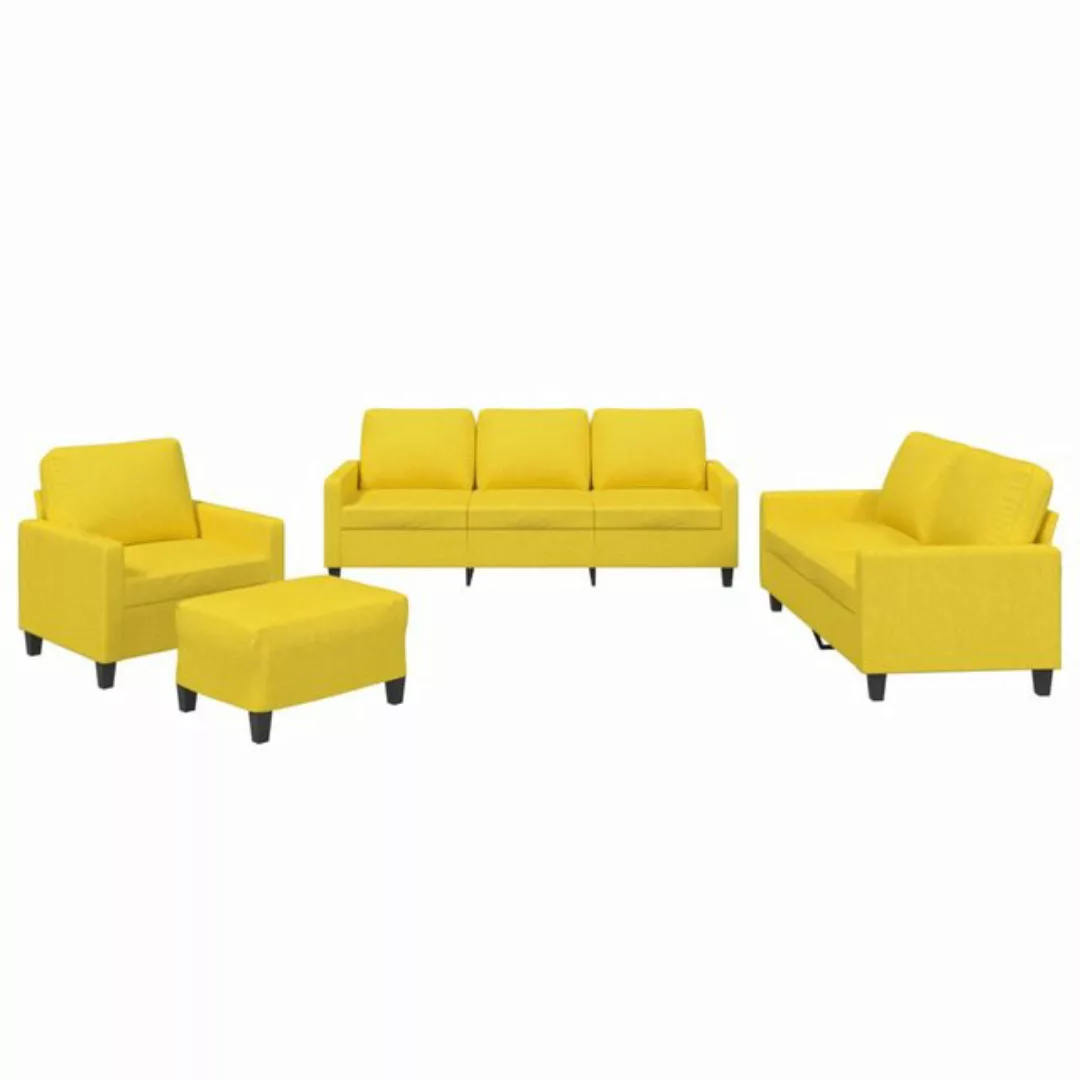 vidaXL Sofa Sofagarnitur mit Kissen Stoff, Standard + Fußhocker, Gelb günstig online kaufen