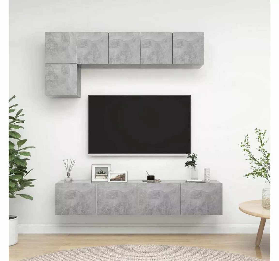 vidaXL Kleiderschrank 5-tlg TV-Schrank-Set Betongrau Spanplatte günstig online kaufen