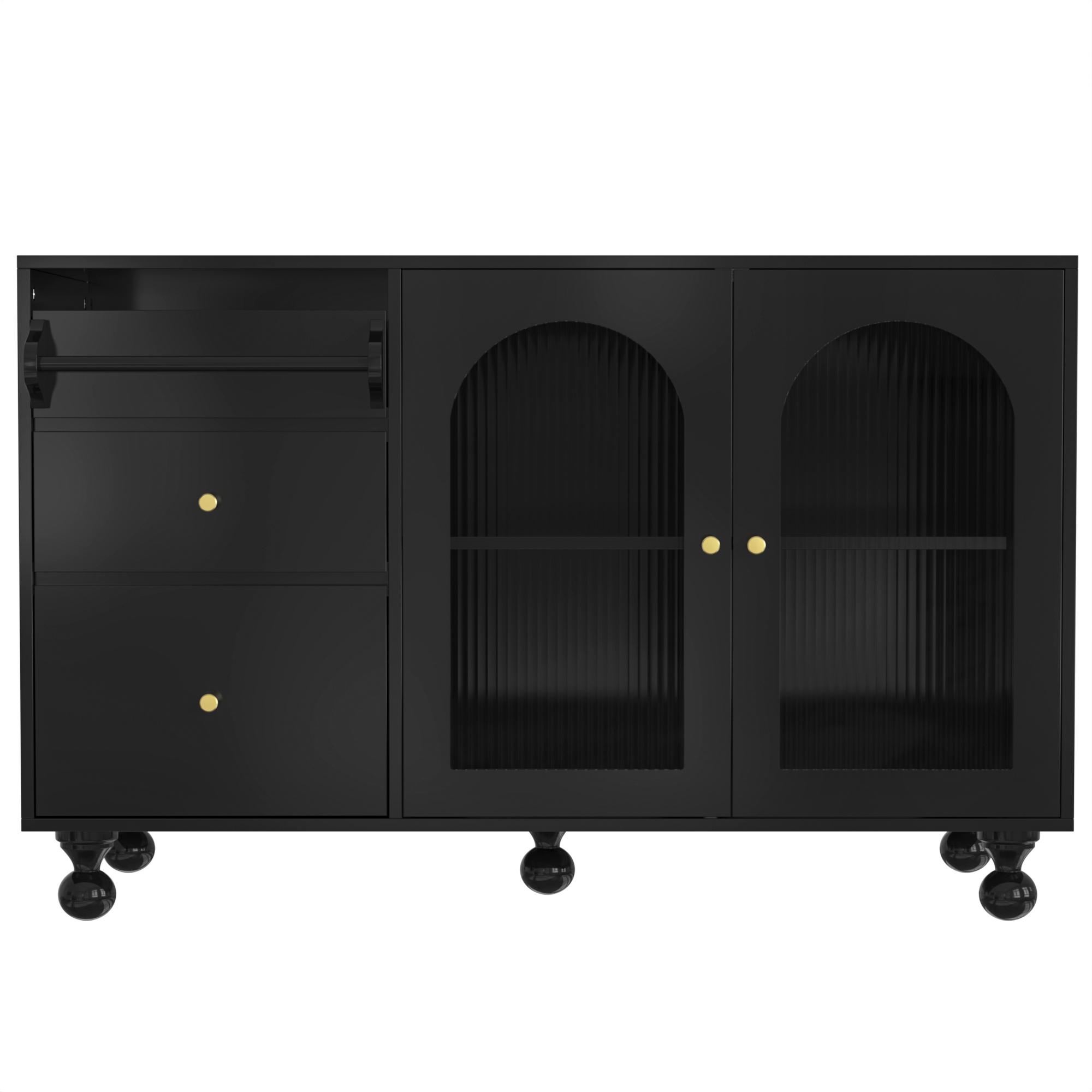 Schwarzes Sideboard mit Handtuchhalter, multifunktionaler Aufbewahrungsschr günstig online kaufen