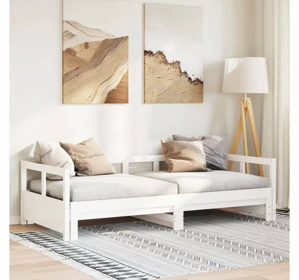 vidaXL Bett, Tagesbett ohne Matratze Weiß 90x190 cm Massivholz Kiefer günstig online kaufen