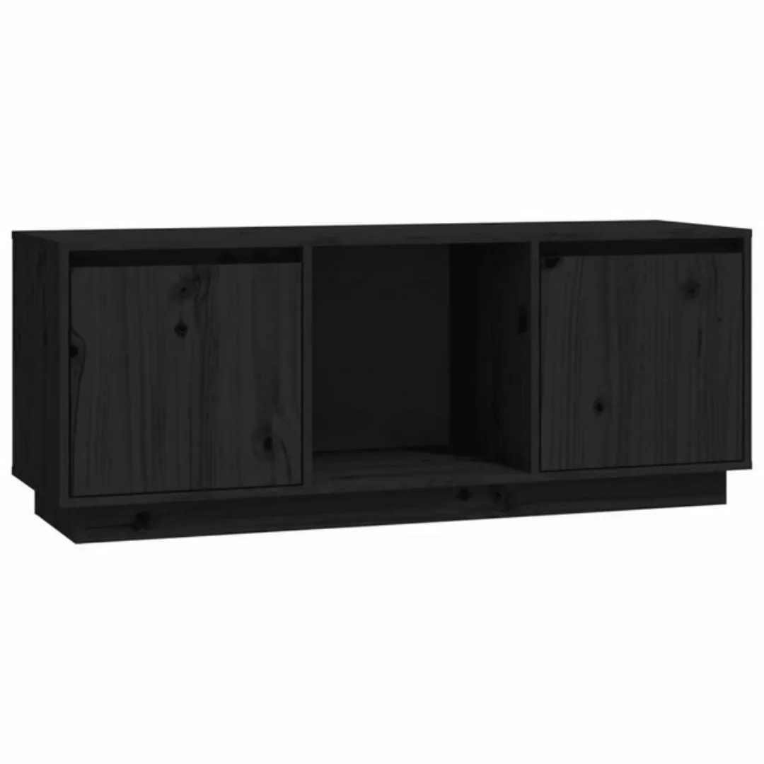 furnicato TV-Schrank Schwarz 110,5x35x44 cm Massivholz Kiefer günstig online kaufen