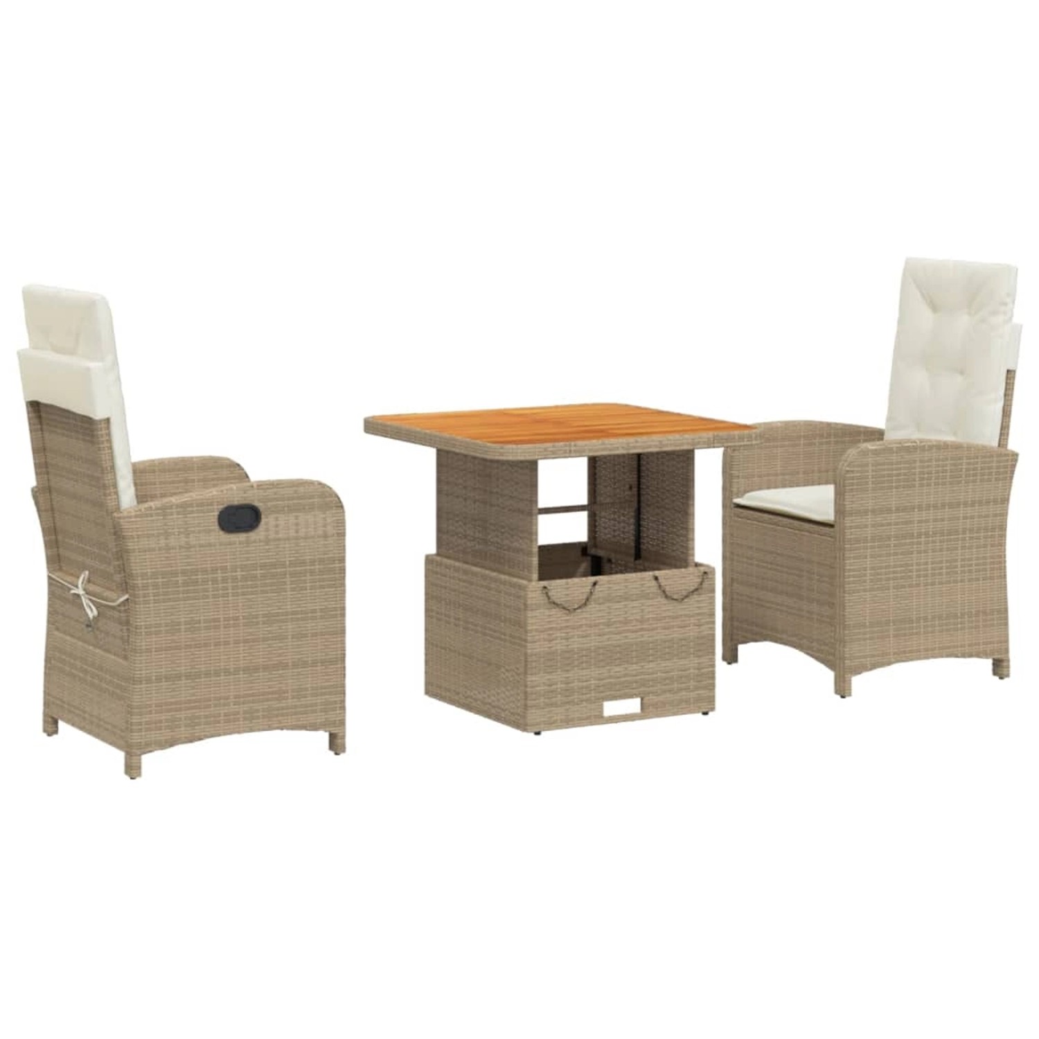 vidaXL 3-Tlg Garten-Essgruppe mit Kissen Beige Poly Rattan 3277349 günstig online kaufen