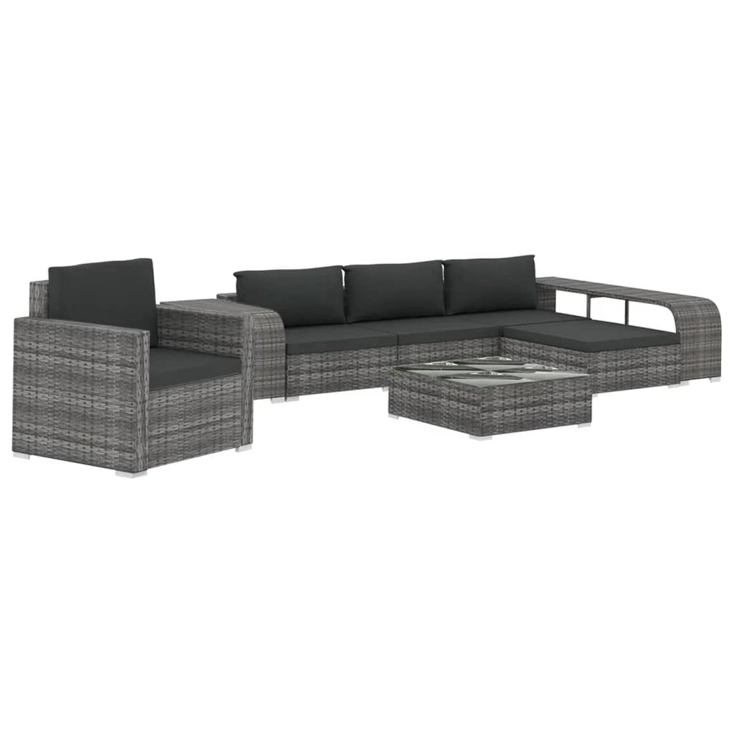 8-tlg. Garten-lounge-set Mit Auflagen Poly Rattan Grau günstig online kaufen