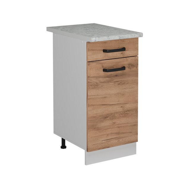 Vicco Unterschrank R-Line, Goldkraft Eiche/Weiß, 40 cm AP Marmor günstig online kaufen