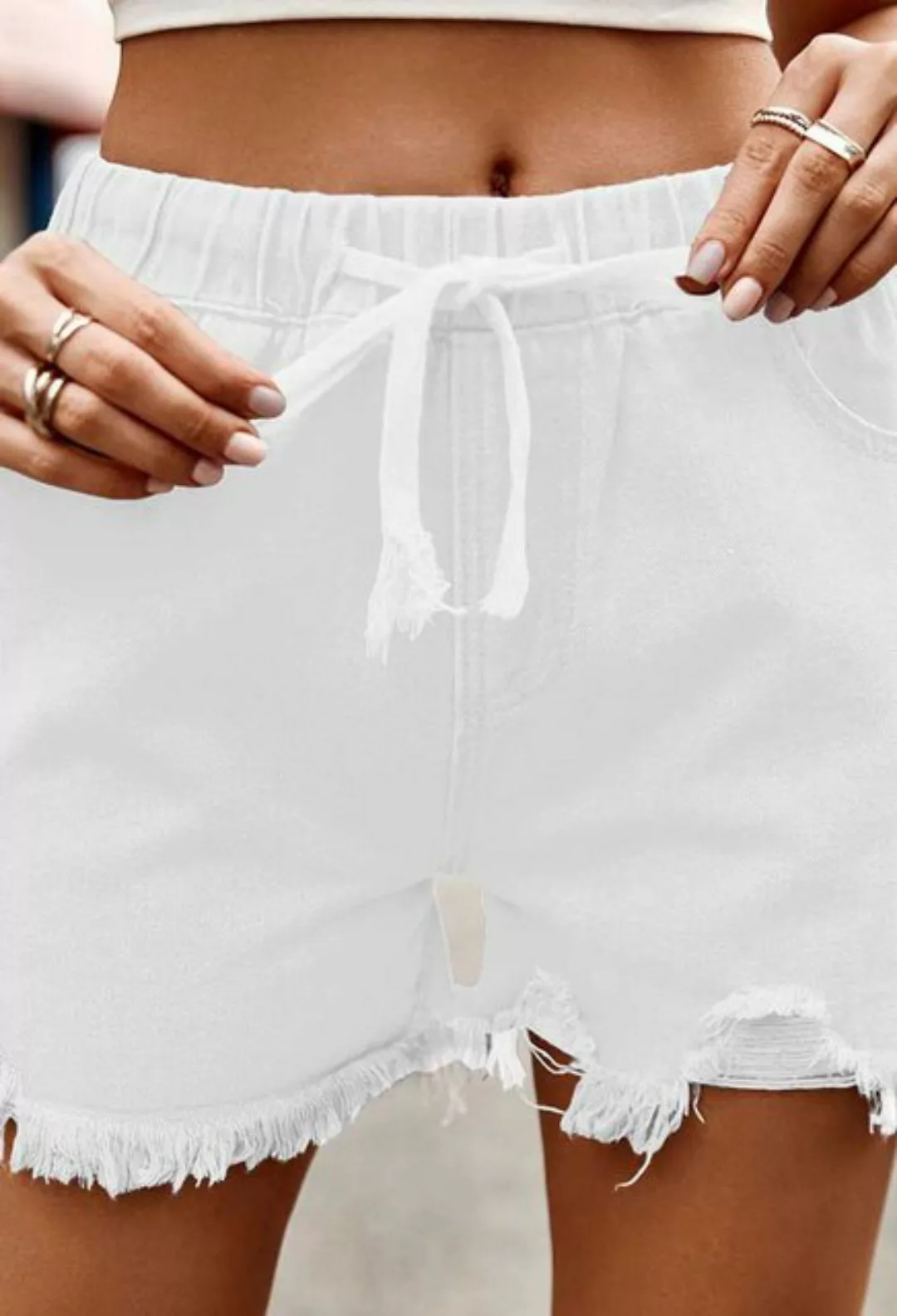 SEGUEN Jeansshorts Elastische Taille Denim lässige Shorts Frauen (Vielseiti günstig online kaufen