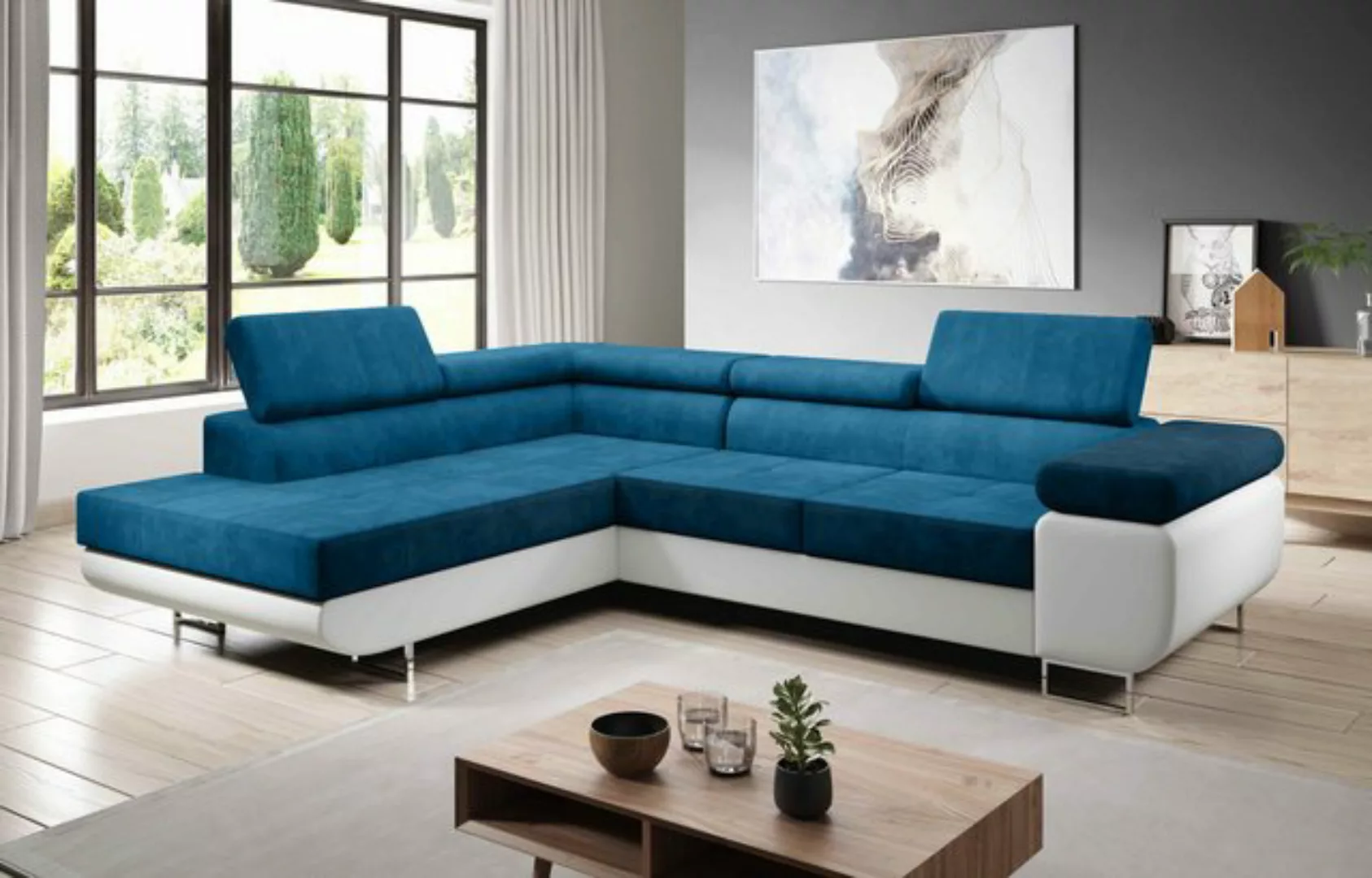 Furnix Ecksofa Zante Eckcouch L-Form Sofa mit Schlaffunktion Eco-Leder-Plüs günstig online kaufen