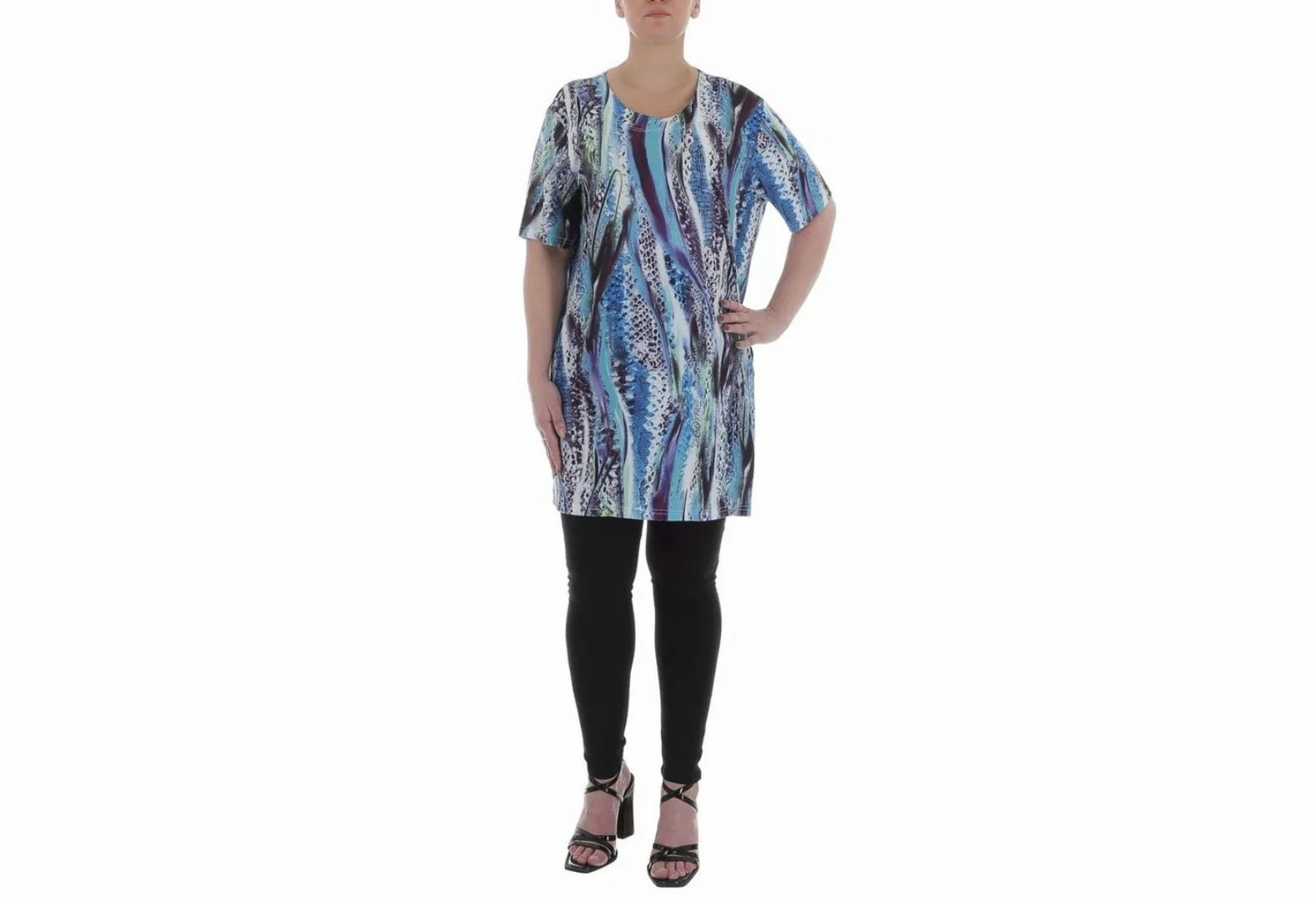 Ital-Design Tunikashirt Damen Freizeit Animal Print Top & Shirt in Blau günstig online kaufen