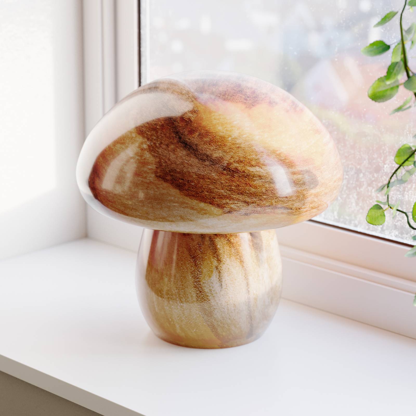 By Rydéns Tischleuchte Mira Mushroom, natur, Glas, E27 günstig online kaufen