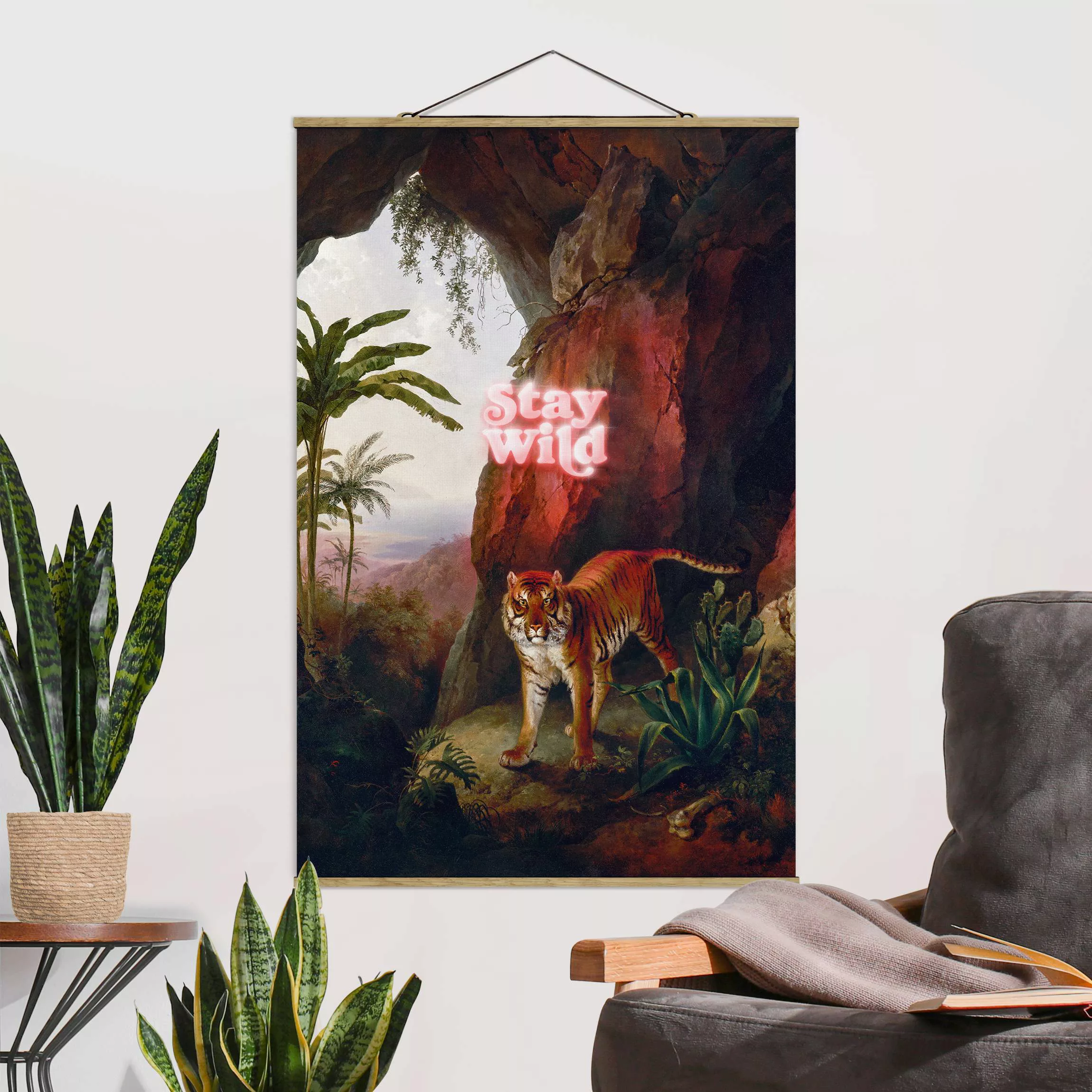 Stoffbild mit Posterleisten Stay Wild Tiger günstig online kaufen