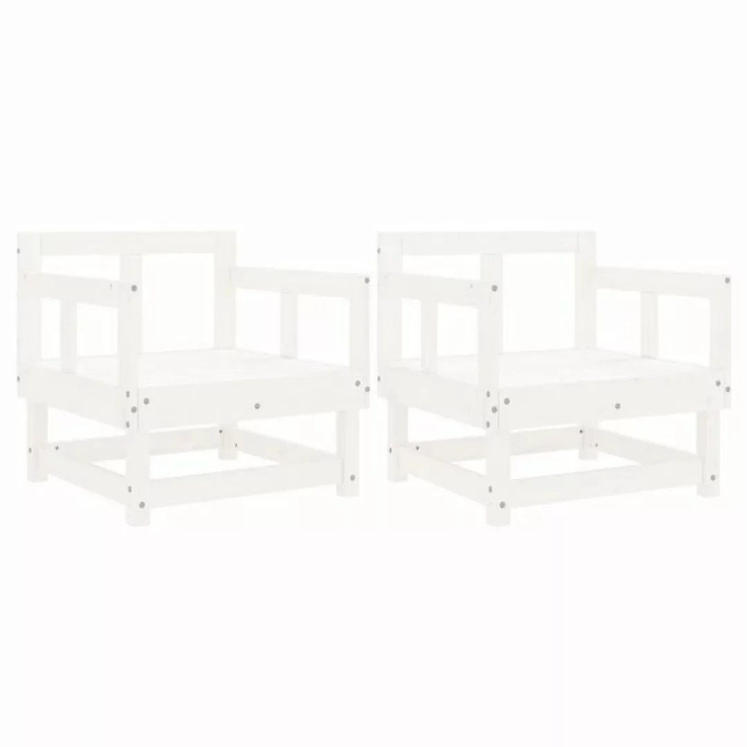 vidaXL Loungesofa Gartenstühle 2 Stk. Weiß Massivholz Kiefer, 1 Teile günstig online kaufen
