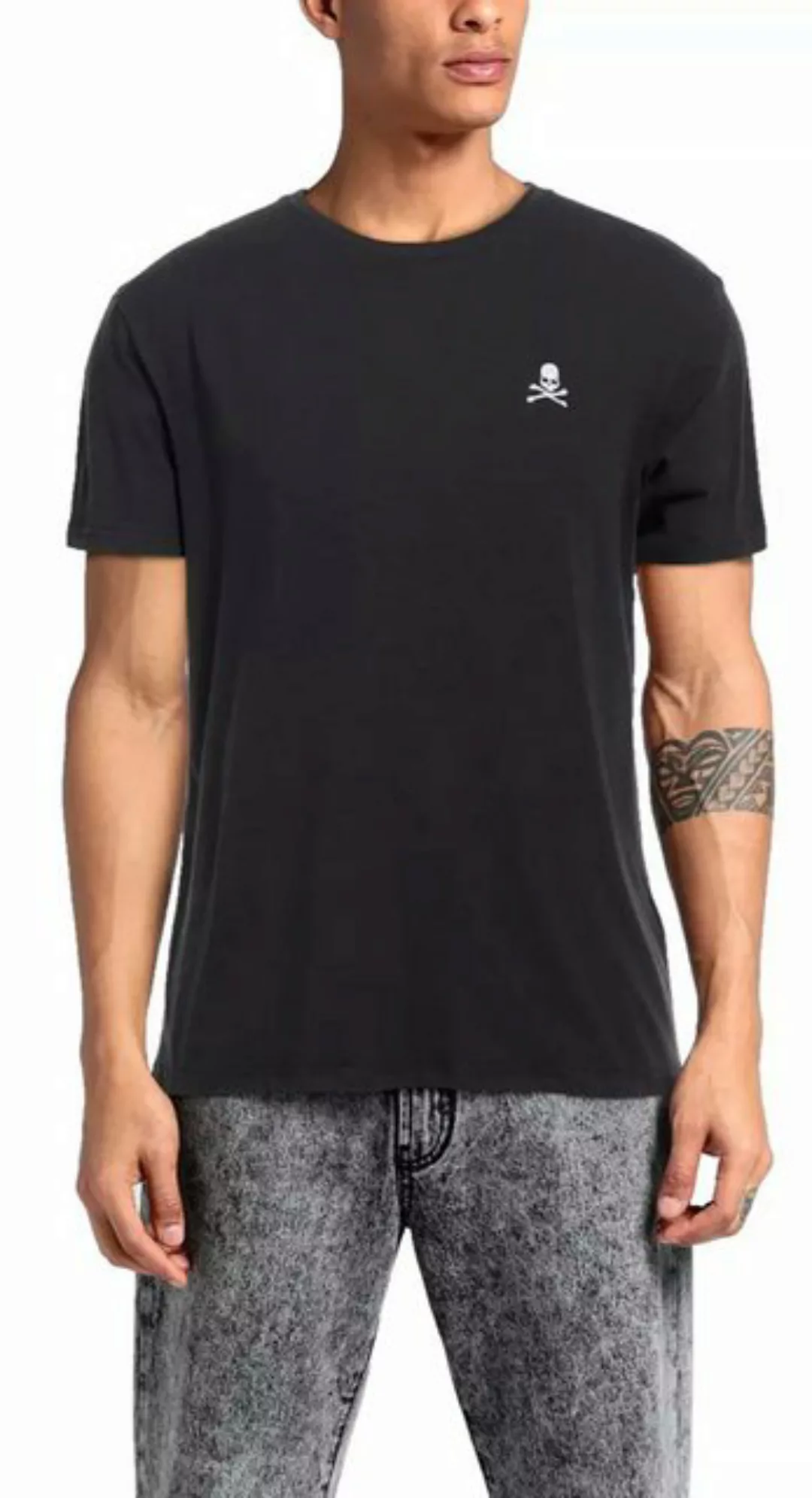 PHILIPP PLEIN T-Shirt Shirt mit Totenkopf Stickerei Slim-Fit Zwei-Nadel-Sau günstig online kaufen