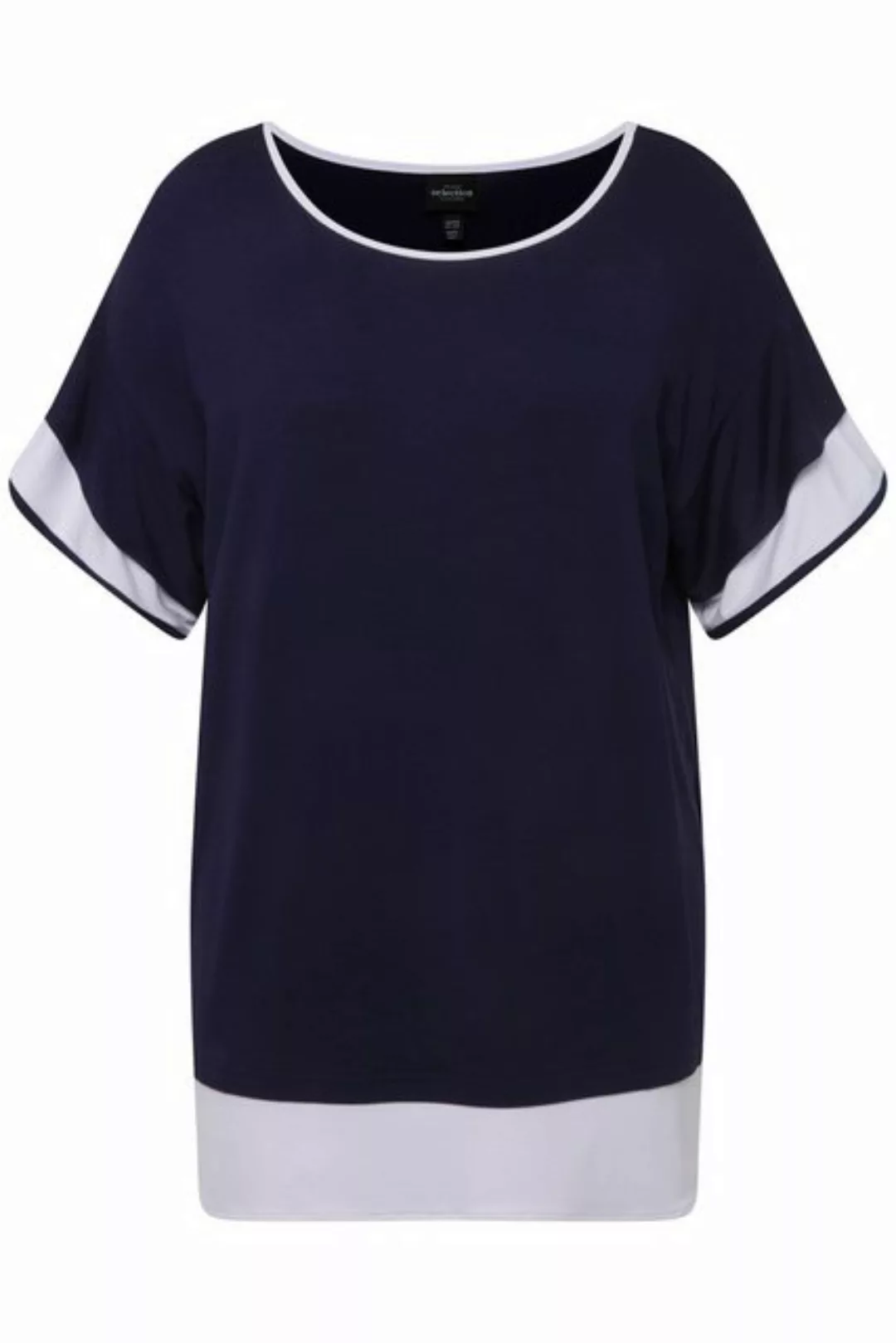 Ulla Popken Rundhalsshirt T-Shirt Oversized Rundhals Volant-Halbarm günstig online kaufen