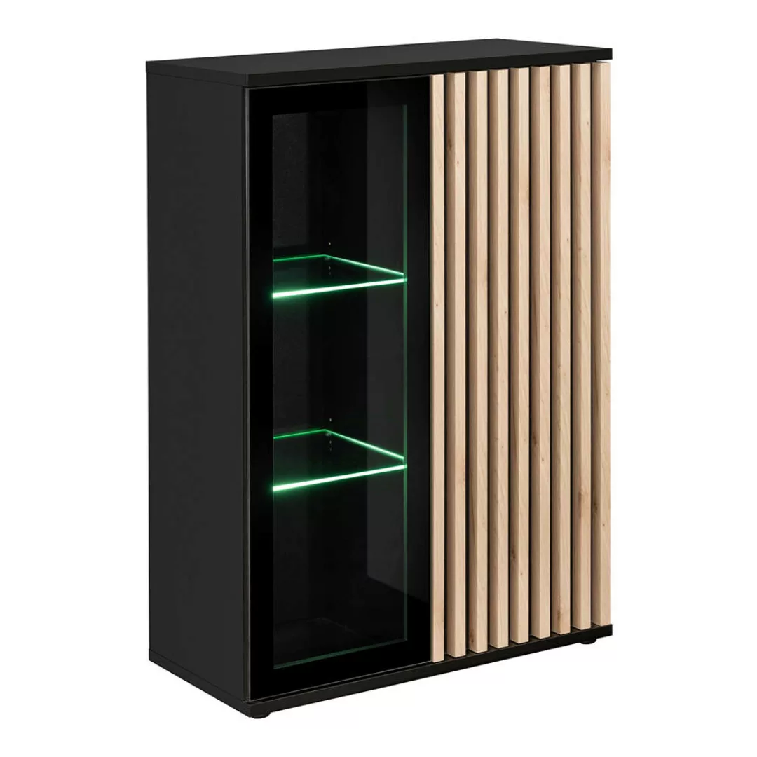 Highboard, schwarz mit Hickory Eiche, CATANZARO-164 günstig online kaufen