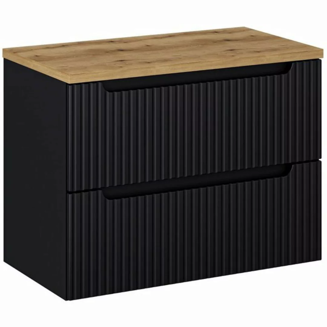 Lomadox Waschbeckenschrank NEWPORT-56-BLACK 80 cm Waschtisch-Unterschrank 4 günstig online kaufen