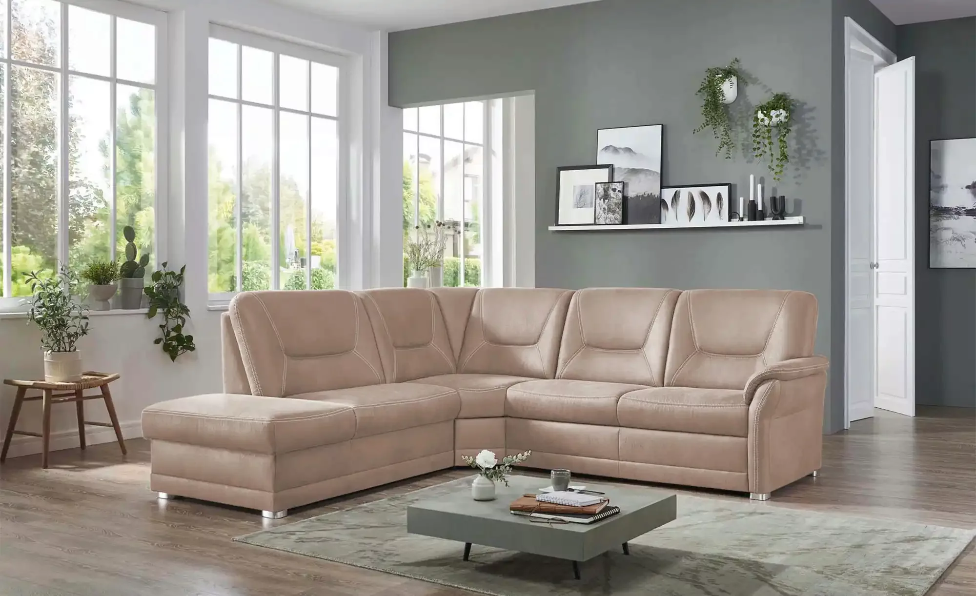 meinSofa Ecksofa aus Mikrofaser Edda ¦ beige ¦ Maße (cm): B: 253 H: 96 T: 2 günstig online kaufen