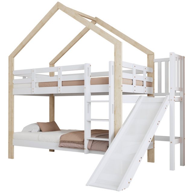 OKWISH Etagenbett Kinderbett Holzbett Hausbett (Etagenbett mit Rutsche und günstig online kaufen