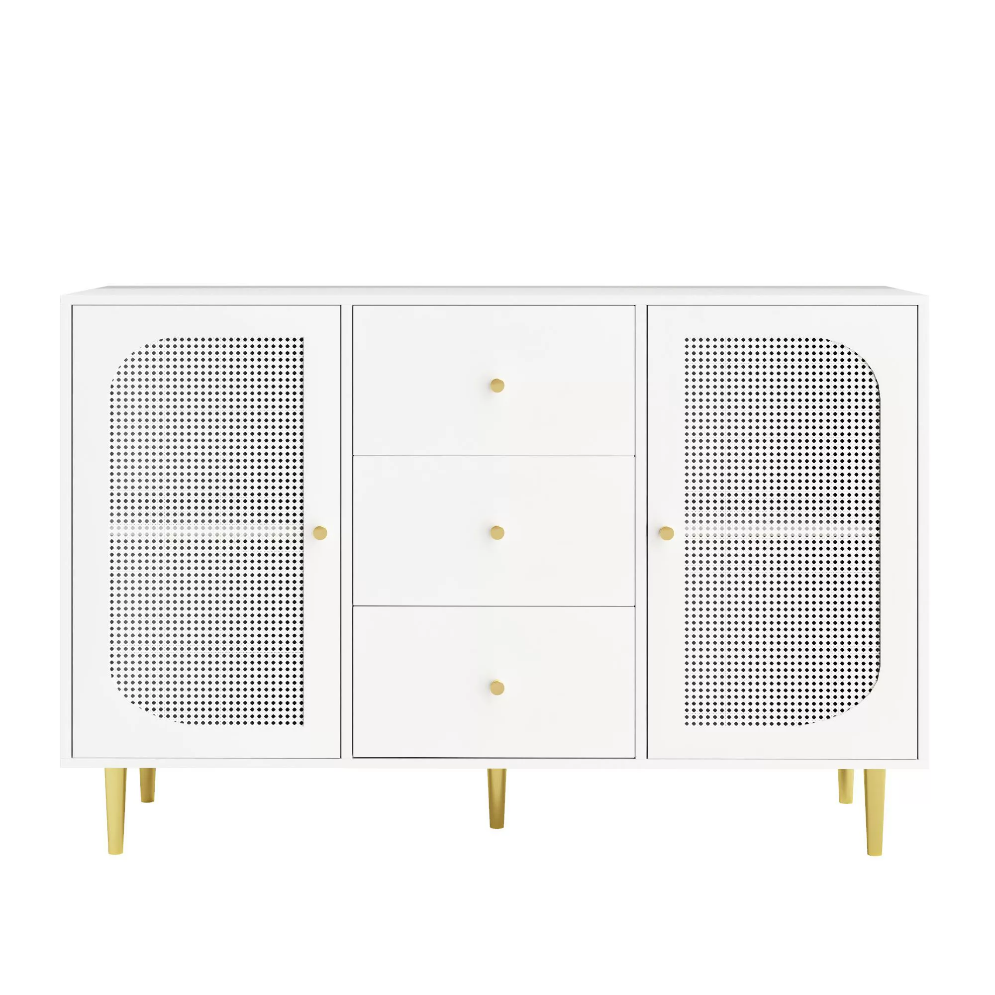 Küchenschrank, Sideboard mit PE-Rattantüren, Aufbewahrungsschrank mit Schub günstig online kaufen
