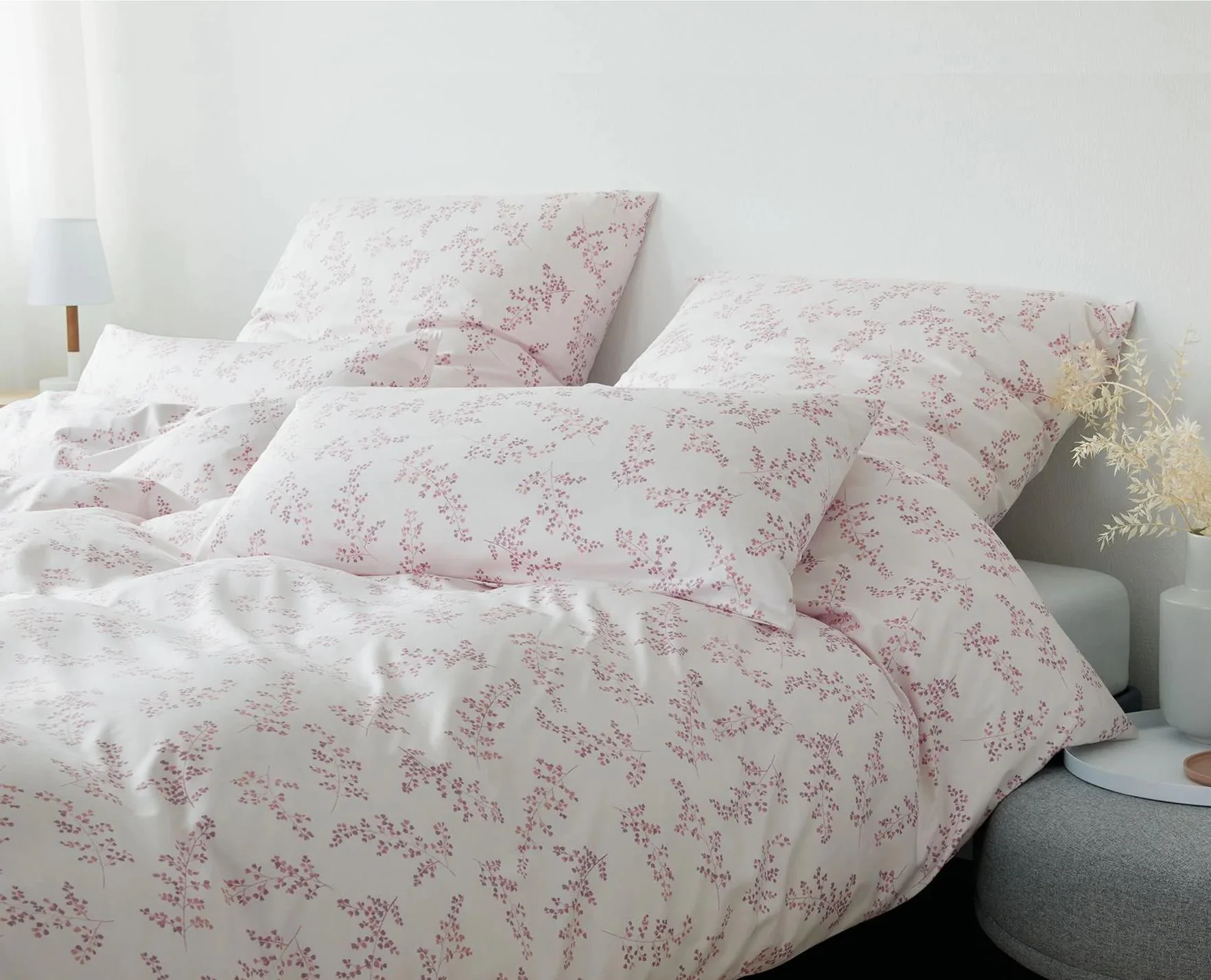 Elegante Interlock Jersey Bettwäsche Maddie 3542-1 Blumen Pink 135x200 günstig online kaufen