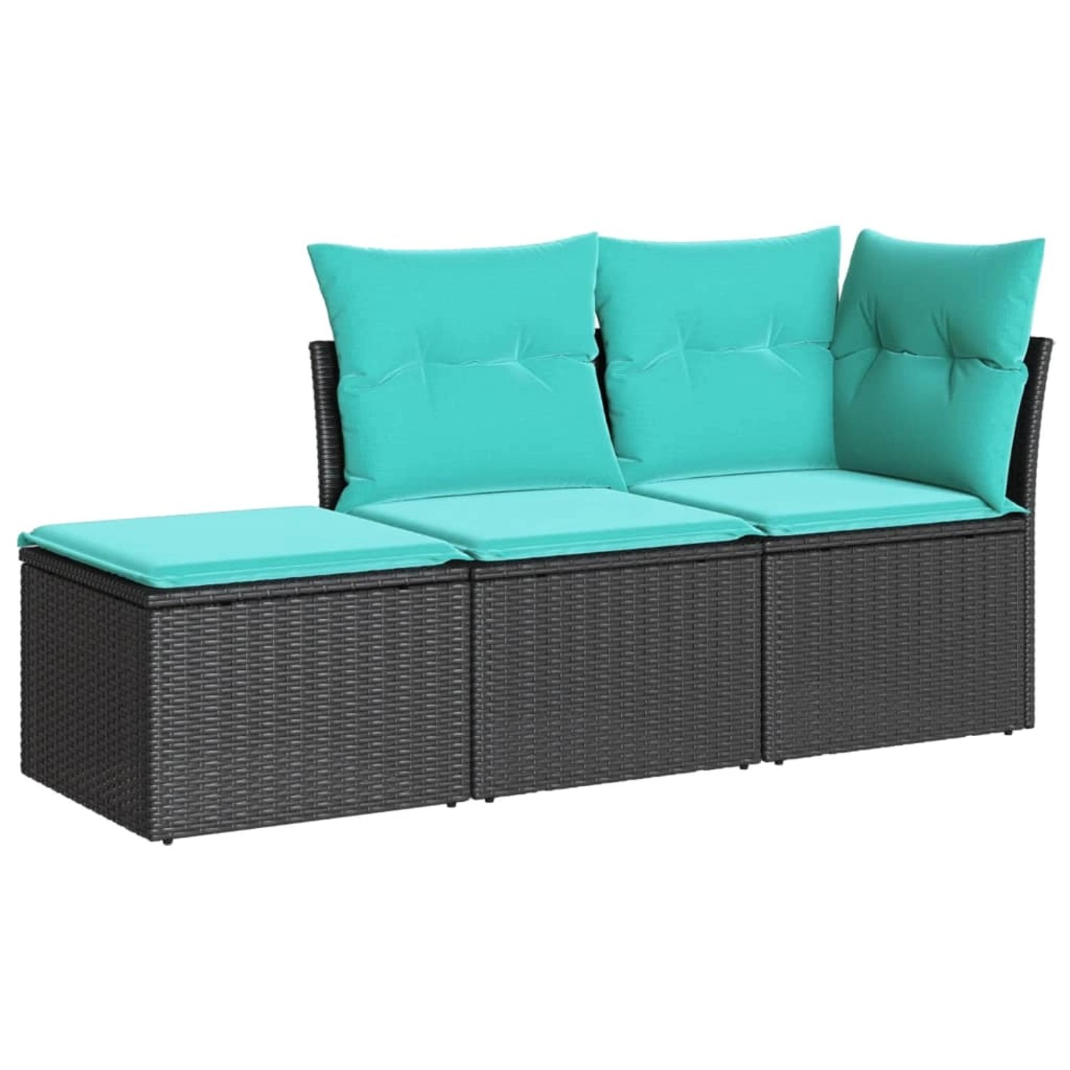 vidaXL 3-Tlg Garten-Sofagarnitur mit Kissen Schwarz Poly Rattan 3217467 günstig online kaufen